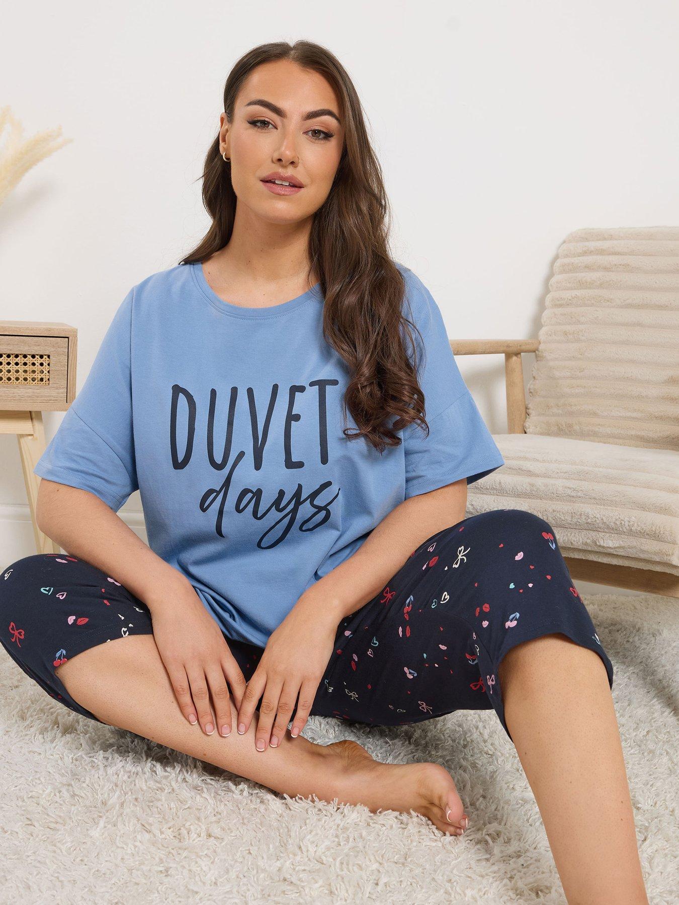 yours-curve-duvet-days-crop-sleeptee-top-bluefront