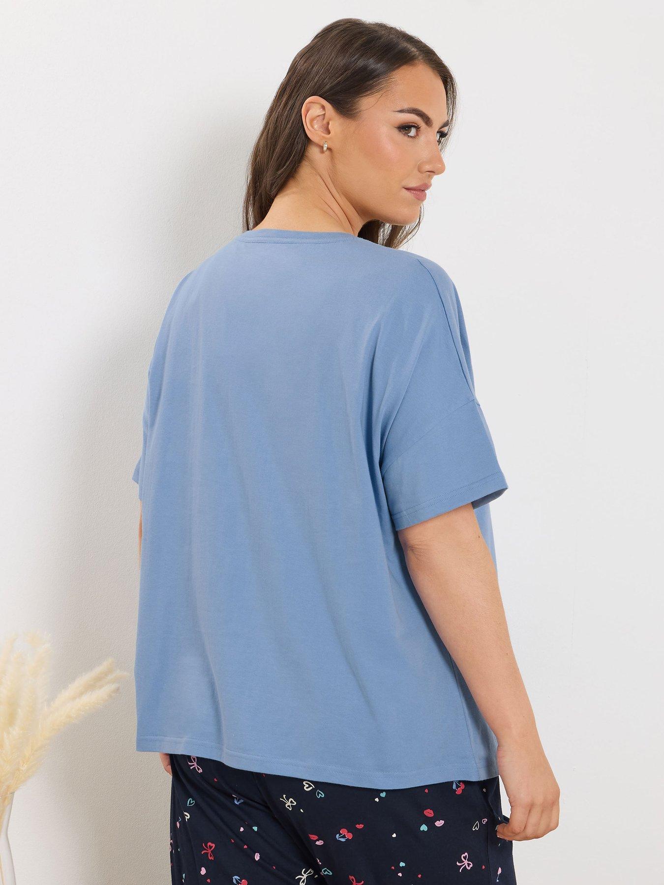 yours-curve-duvet-days-crop-sleeptee-top-bluestillFront