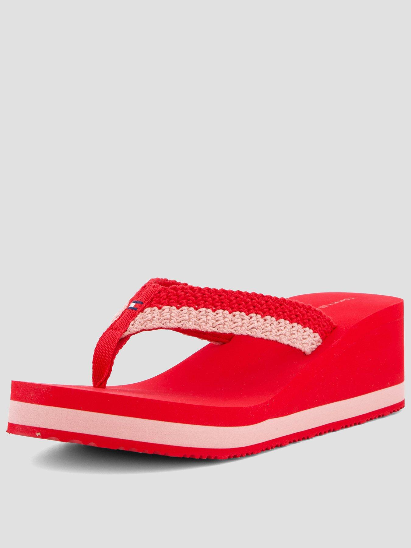 Image 1 of 7 of Tommy Hilfiger Th Wedge Crochet Summer Sandal - Red