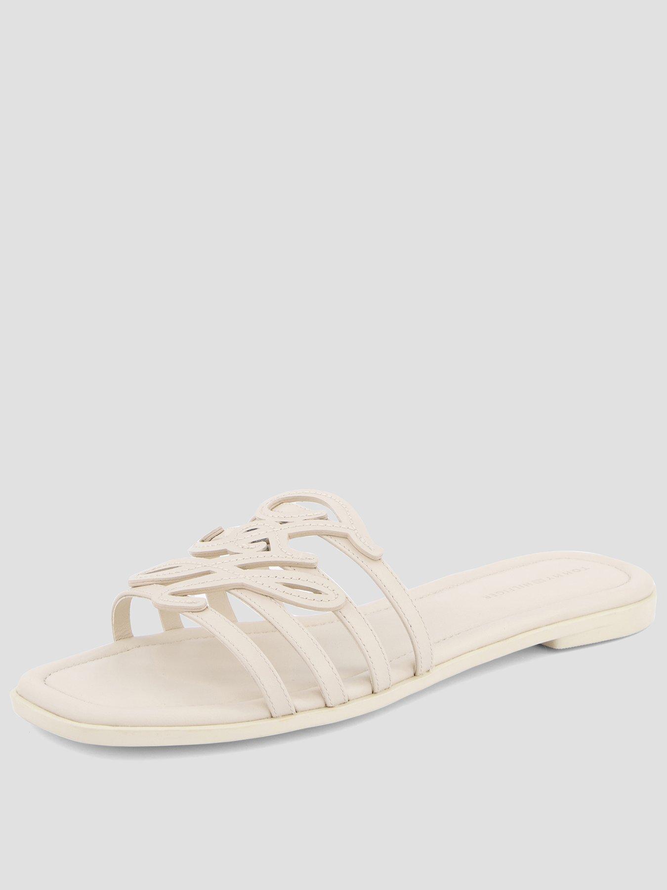 Tommy Hilfiger TH Script Flat Mule Sandals - Beige