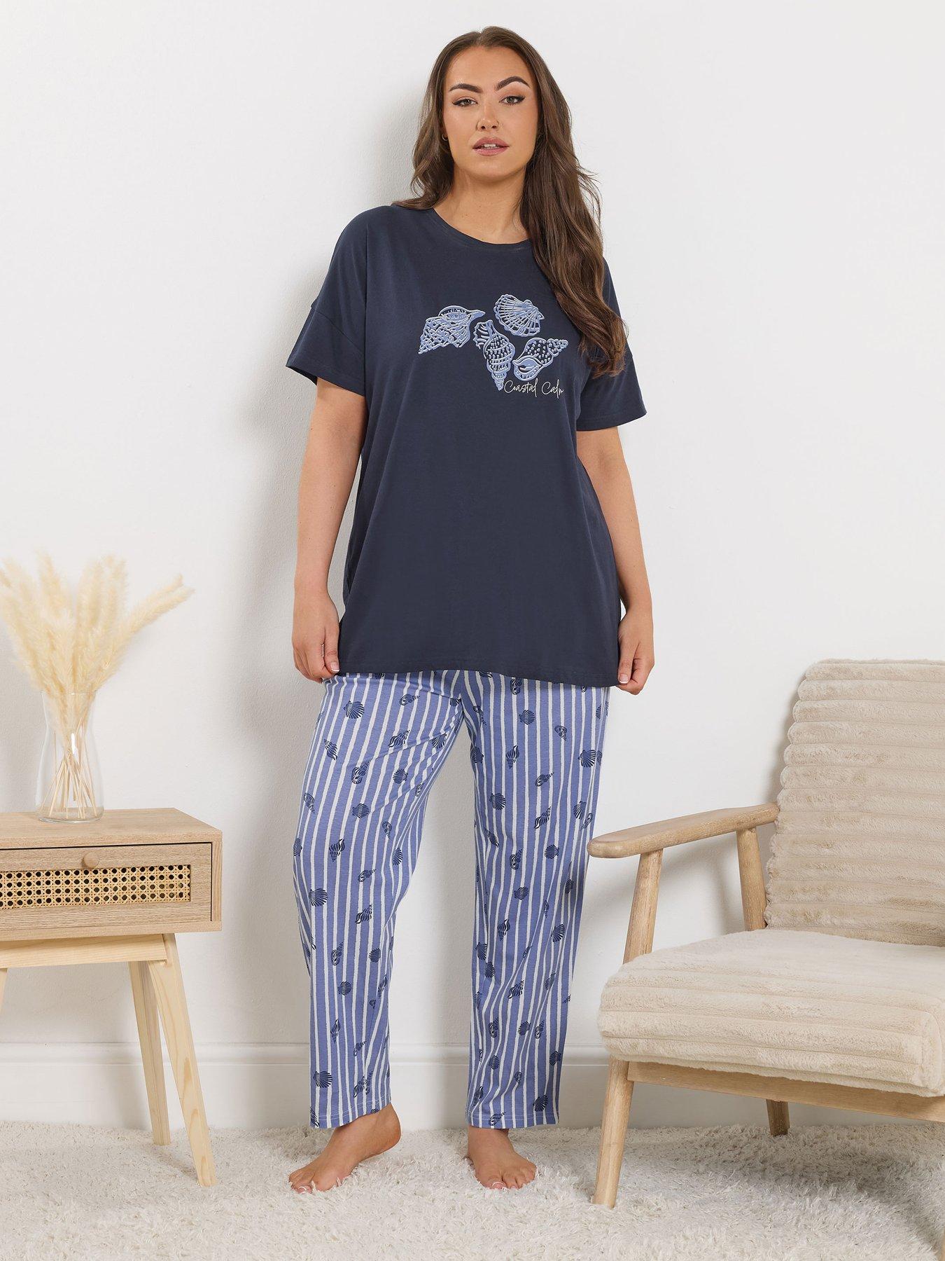 yours-curve-shell-stripe-wide-leg-pyjama-set-blueback