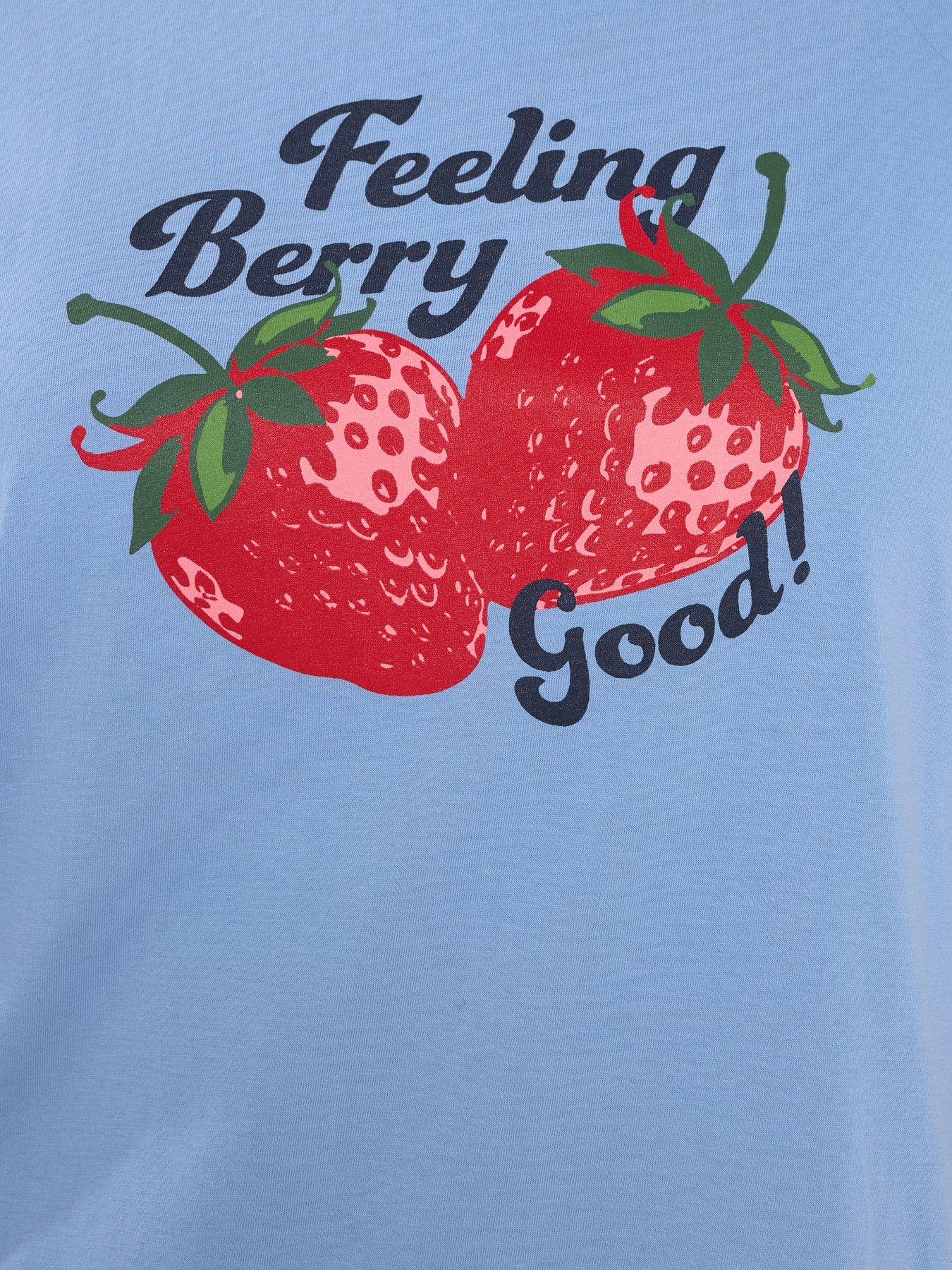 Image 4 of 5 of Yours Curve Berry Short Sleeve Crop Pyjama Set - Blue