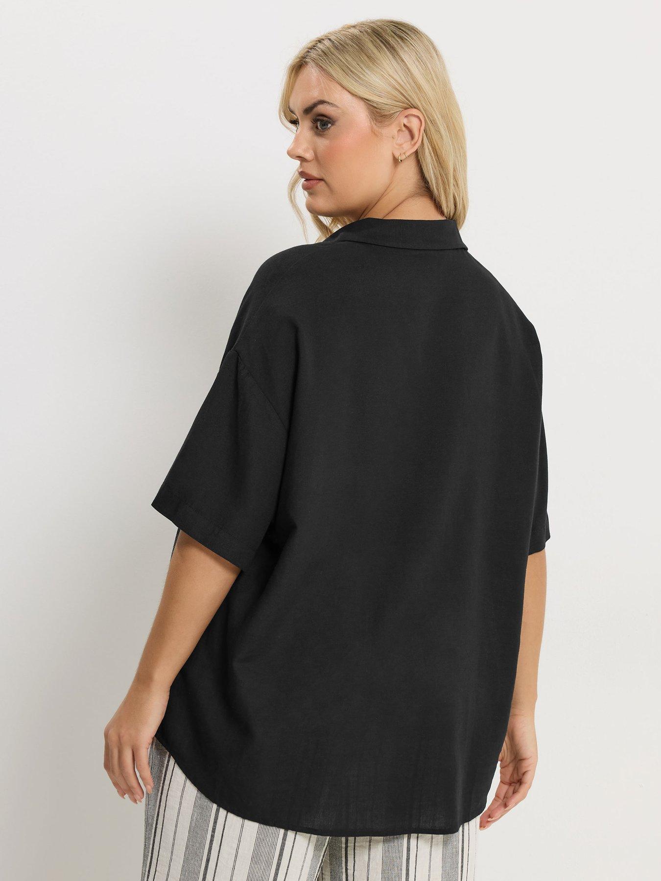 yours-curve-linen-resort-shirt-blackstillFront