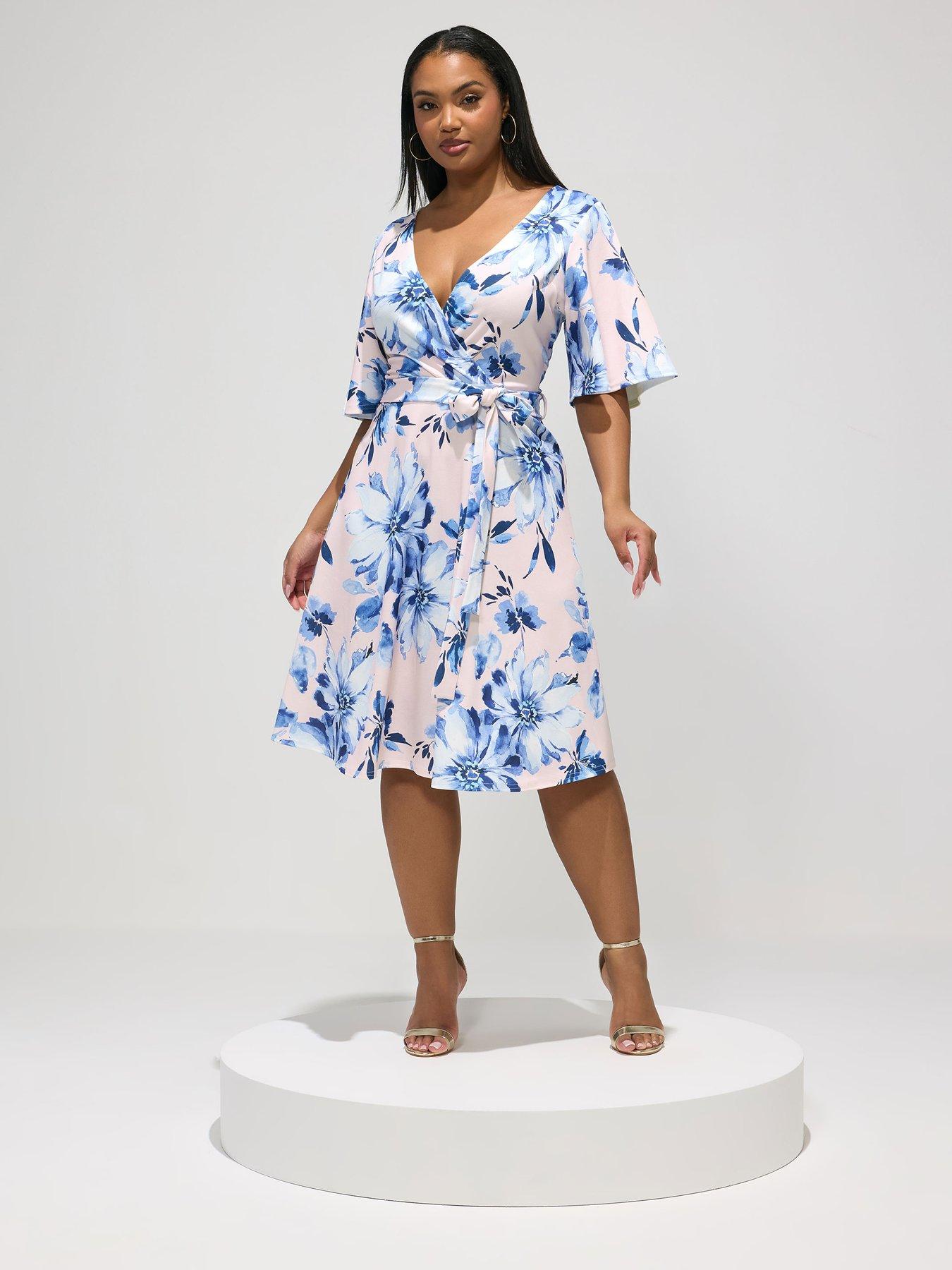 yours-curve-floral-wrap-dress-pinkbluefront