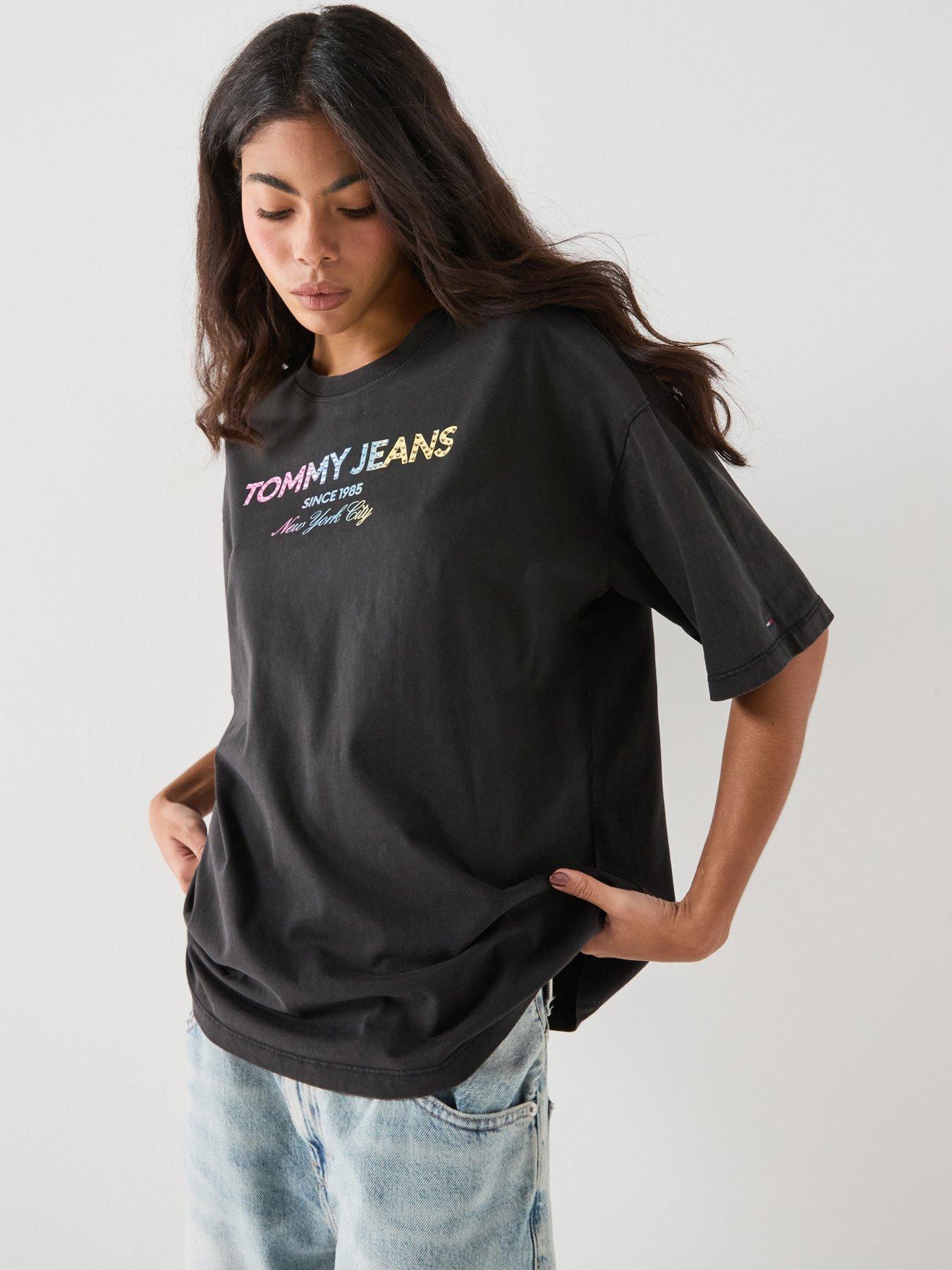 Image 1 of 5 of Tommy Jeans Washed Oversized Jersey T-shirt - Black