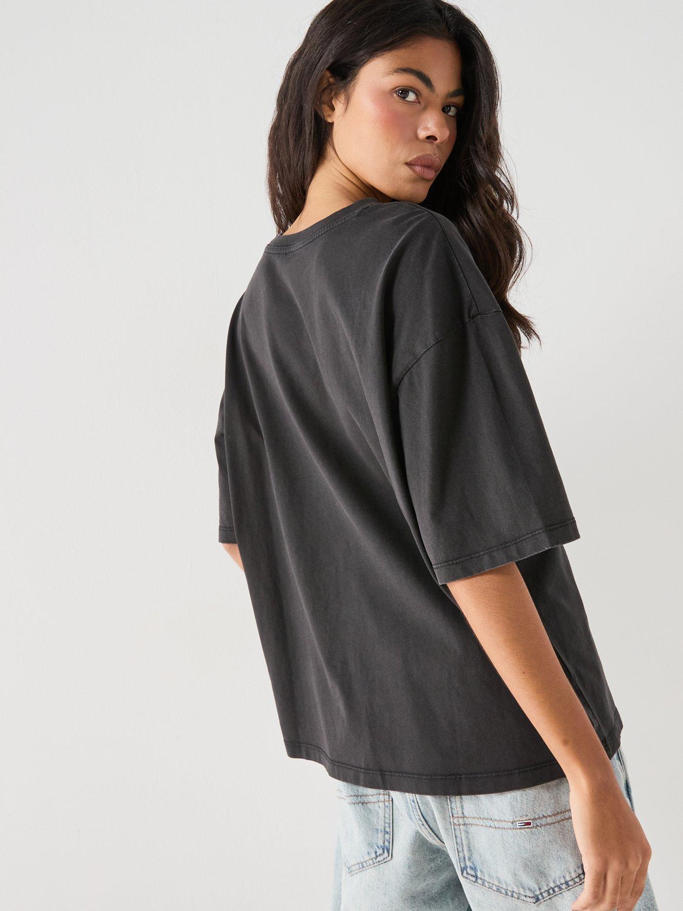Image 2 of 5 of Tommy Jeans Washed Oversized Jersey T-shirt - Black