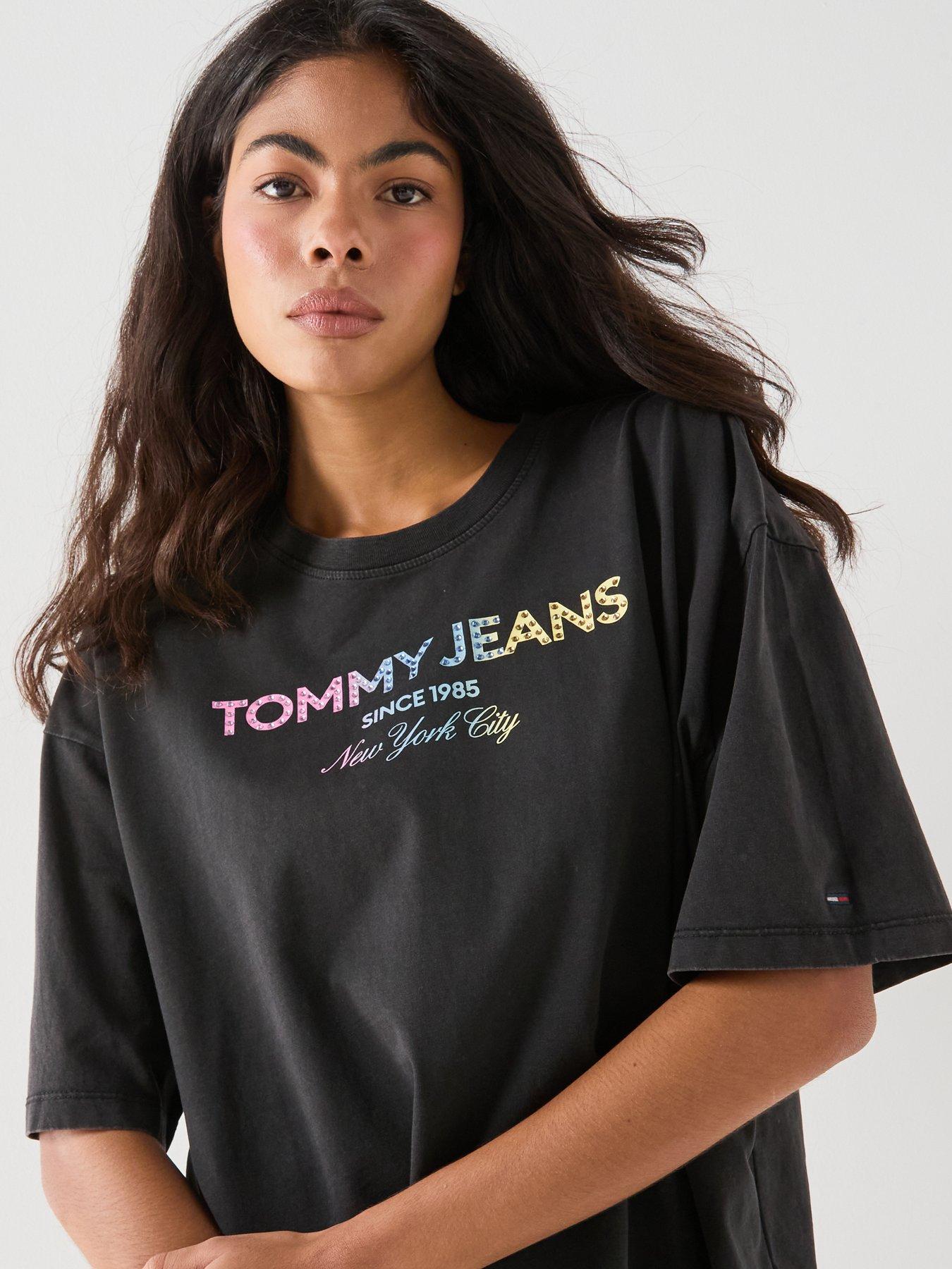 Image 4 of 5 of Tommy Jeans Washed Oversized Jersey T-shirt - Black