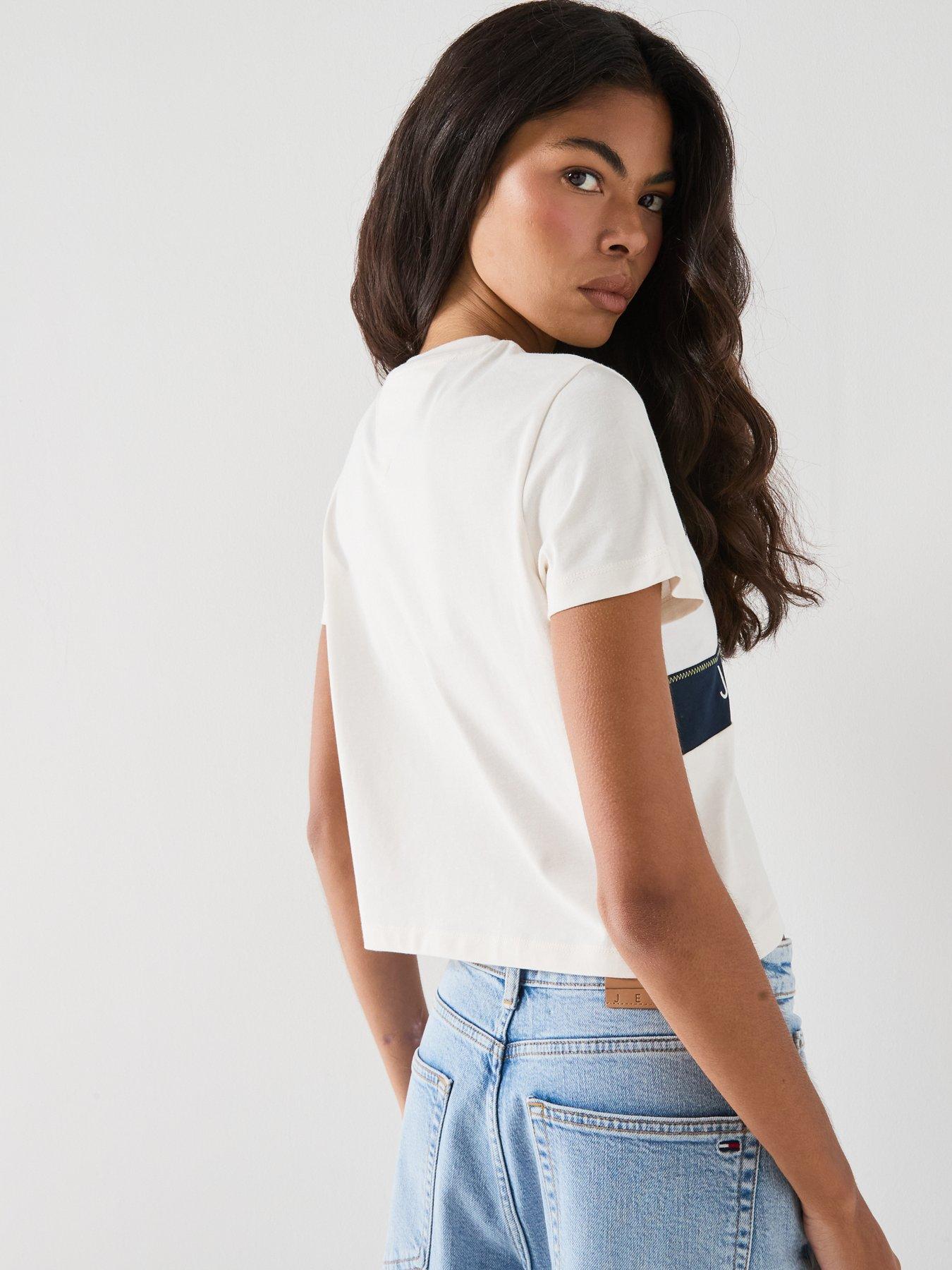 Image 2 of 6 of Tommy Jeans Tommy Flag T-shirt - White