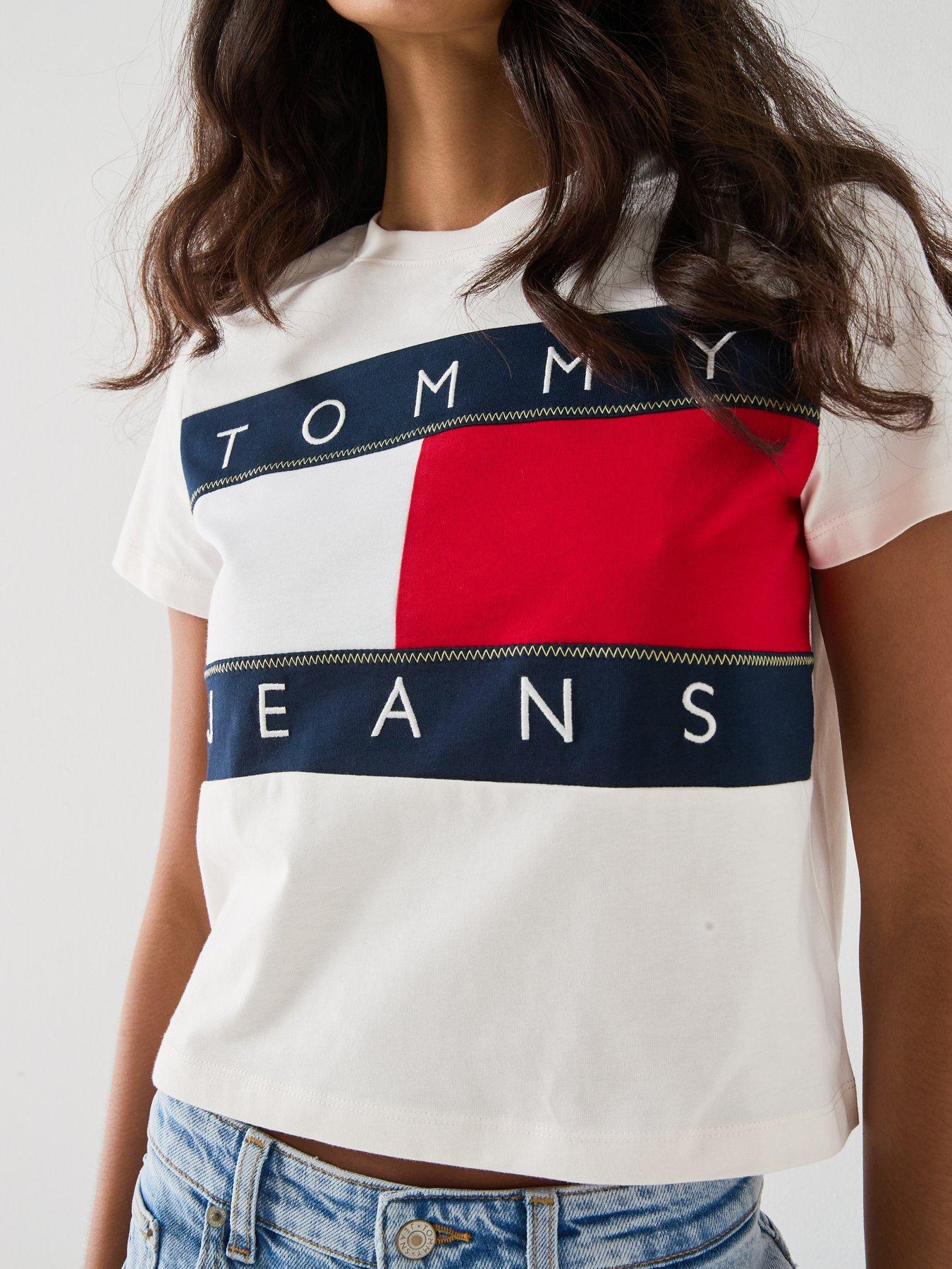 Image 4 of 6 of Tommy Jeans Tommy Flag T-shirt - White