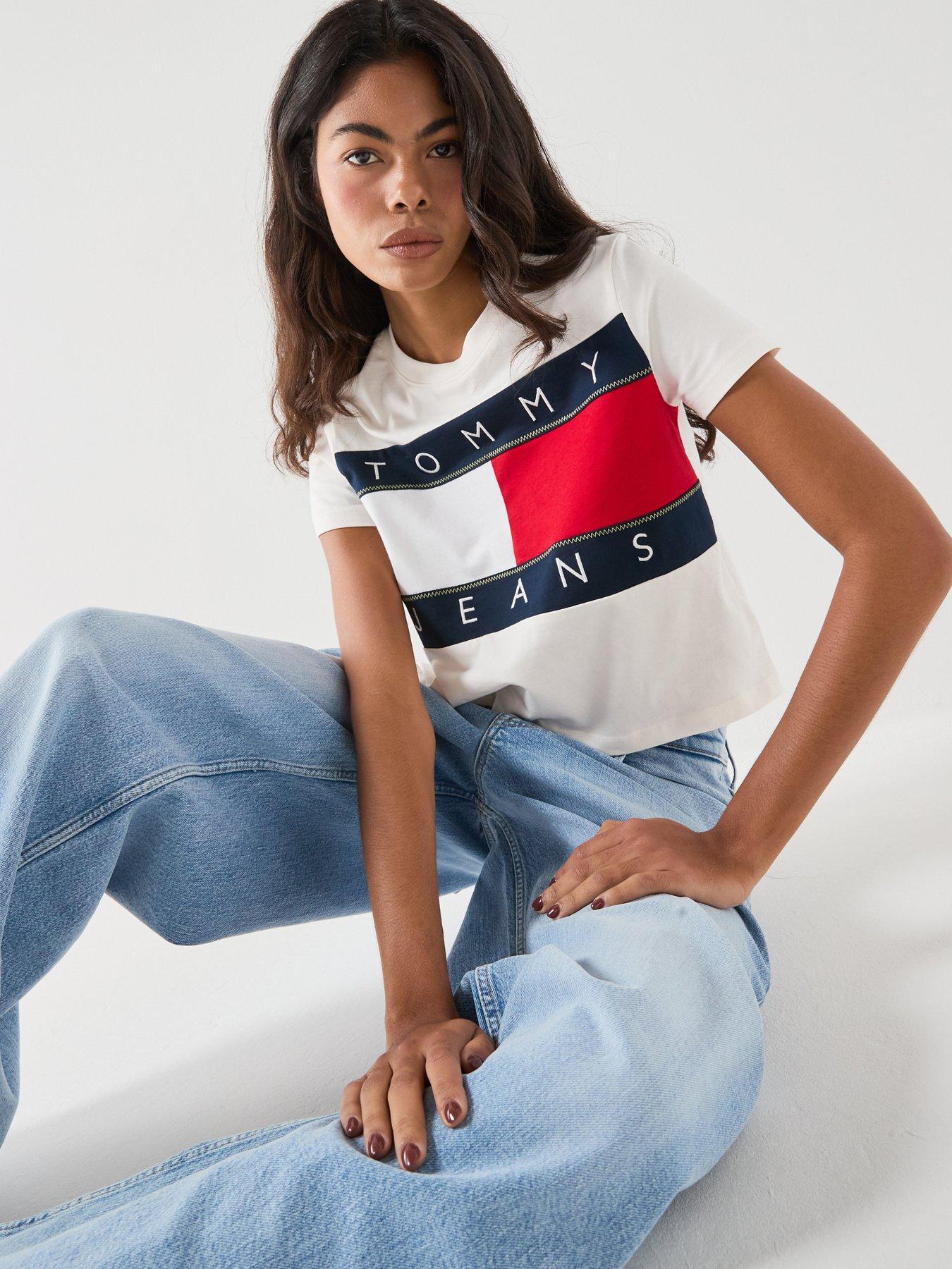 Image 5 of 6 of Tommy Jeans Tommy Flag T-shirt - White