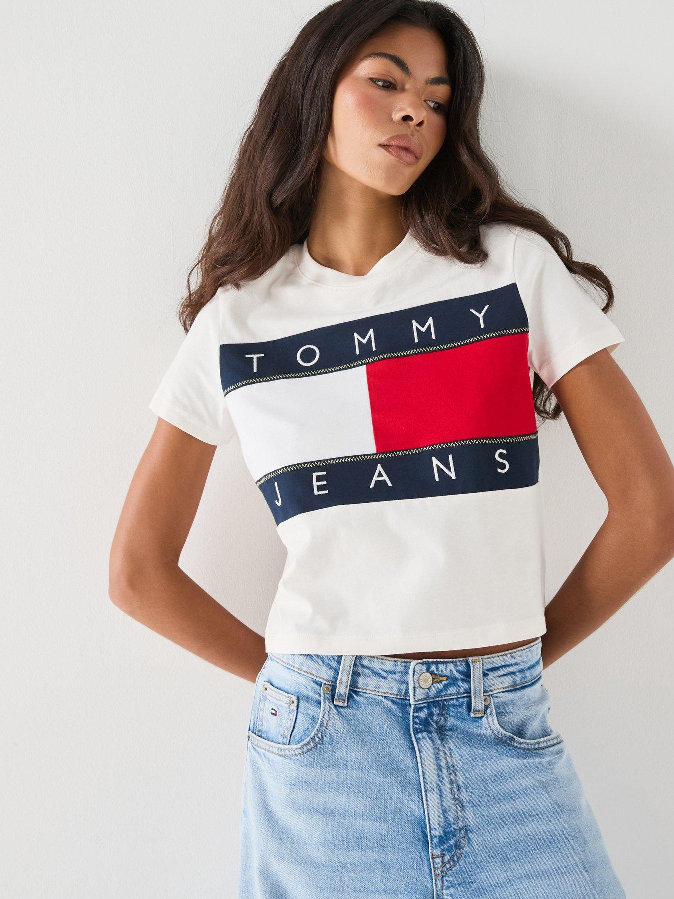 Image 6 of 6 of Tommy Jeans Tommy Flag T-shirt - White