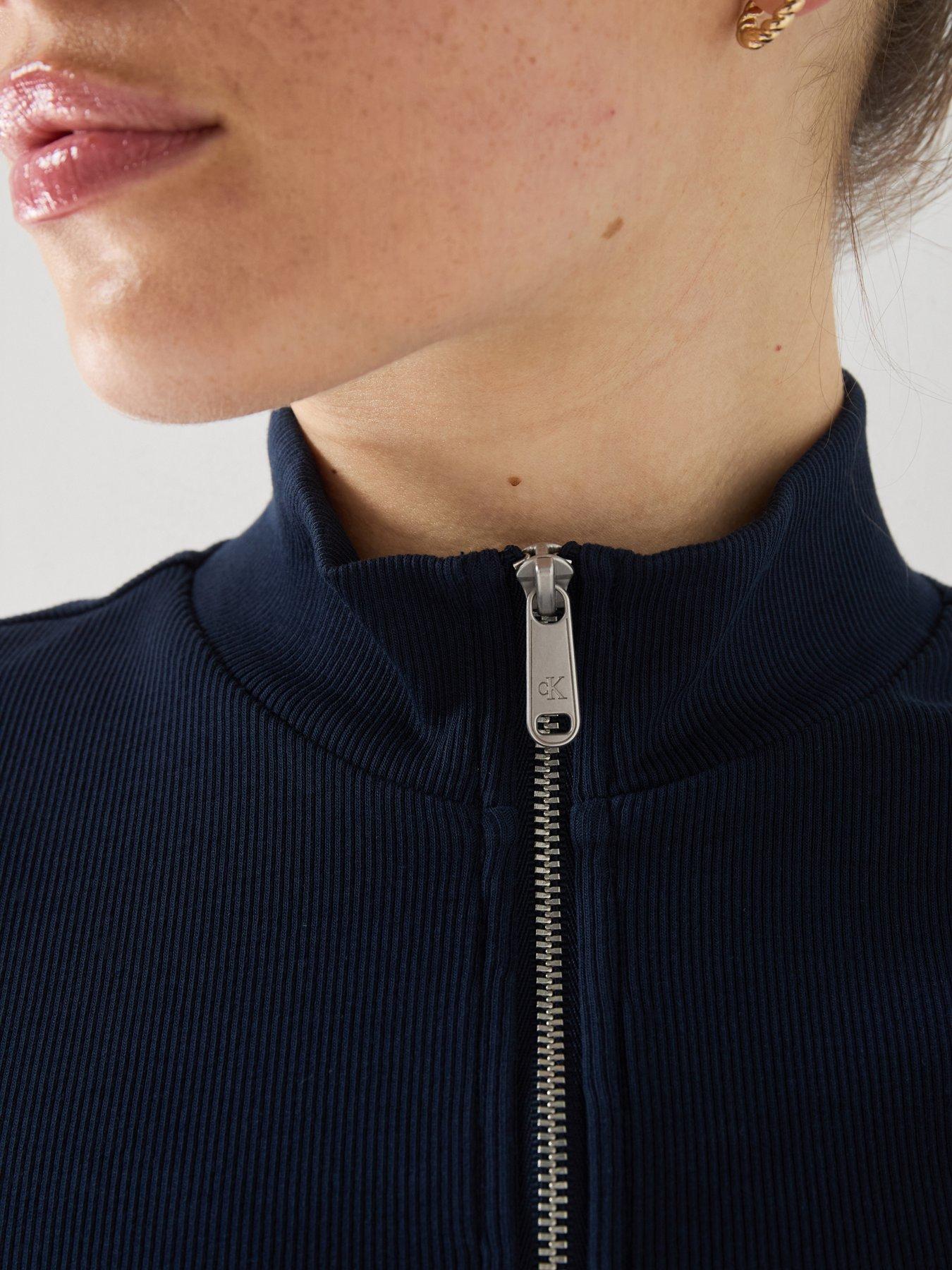 Image 5 of 5 of Calvin Klein Jeans Short Sleeve Baby Rib Zip Top - Navy