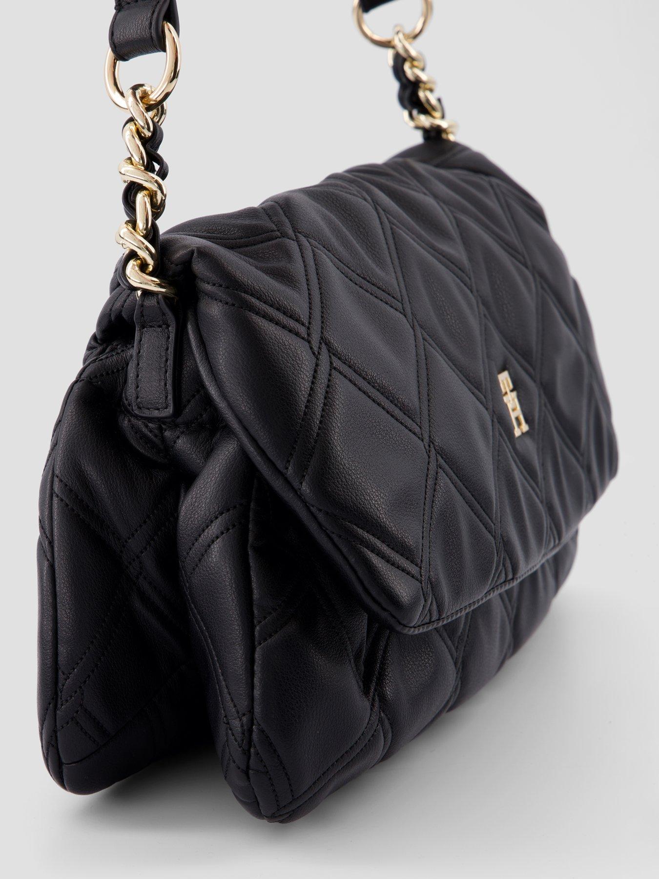 Image 5 of 6 of Tommy Hilfiger Quilted Monogram Shoulder Bag - Black