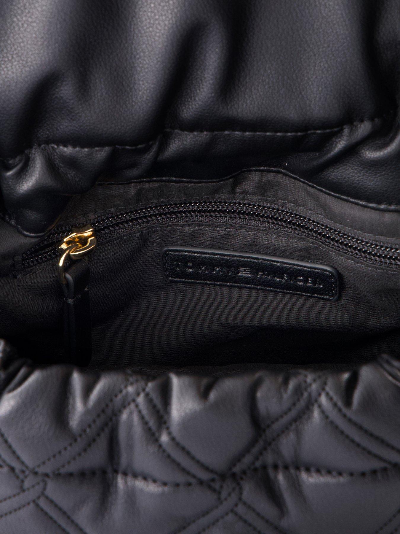 Image 6 of 6 of Tommy Hilfiger Quilted Monogram Shoulder Bag - Black