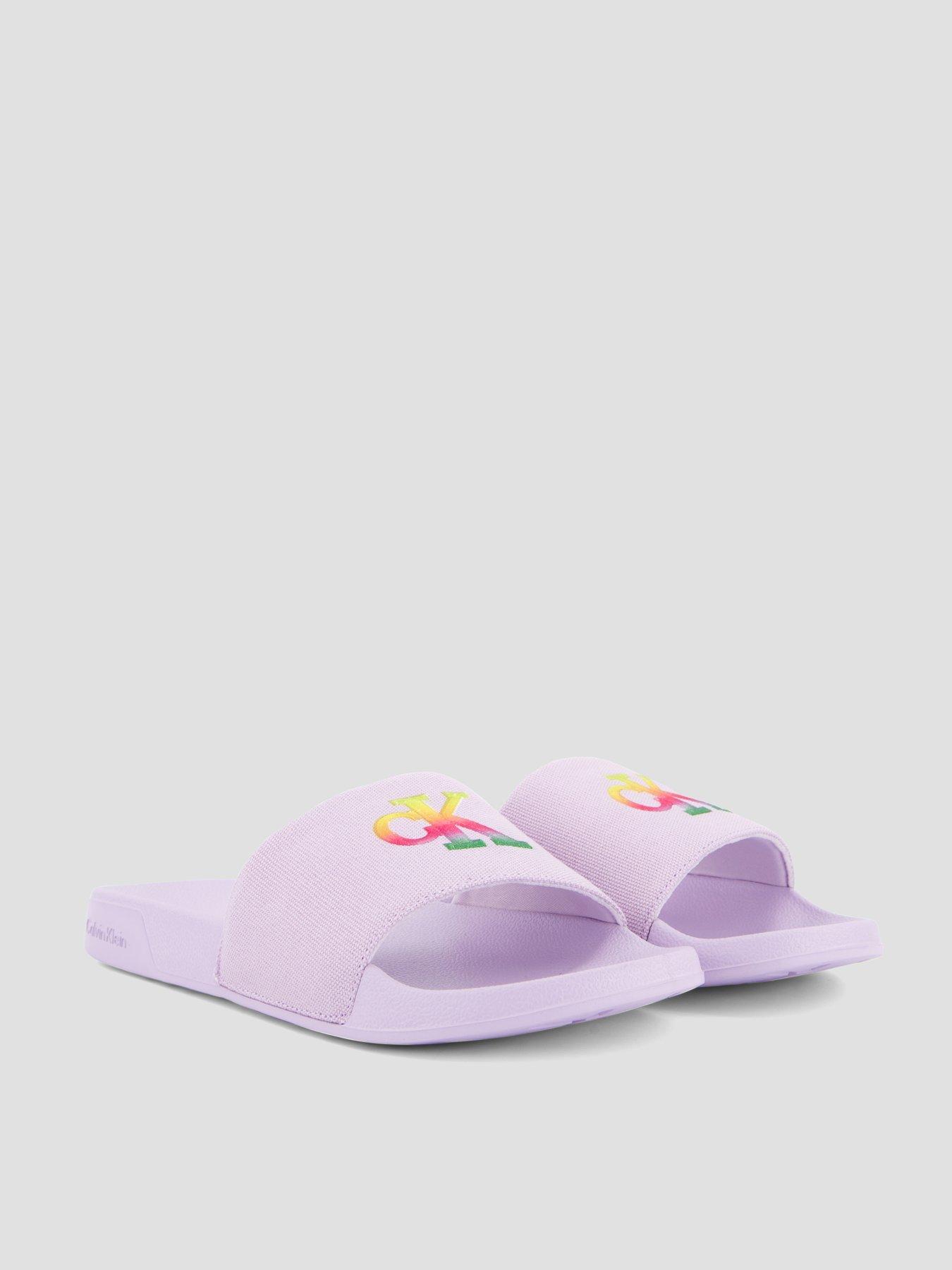 Image 6 of 7 of Calvin Klein Ombre Logo Canvas Strap Sliders - Purple