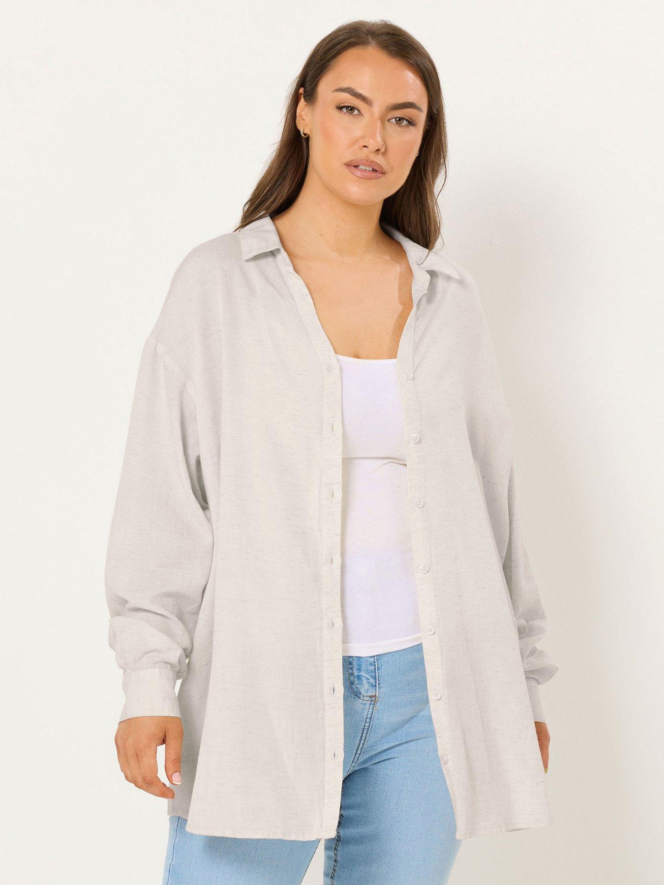 yours-curve-long-sleeve-linen-shirt-creamfront