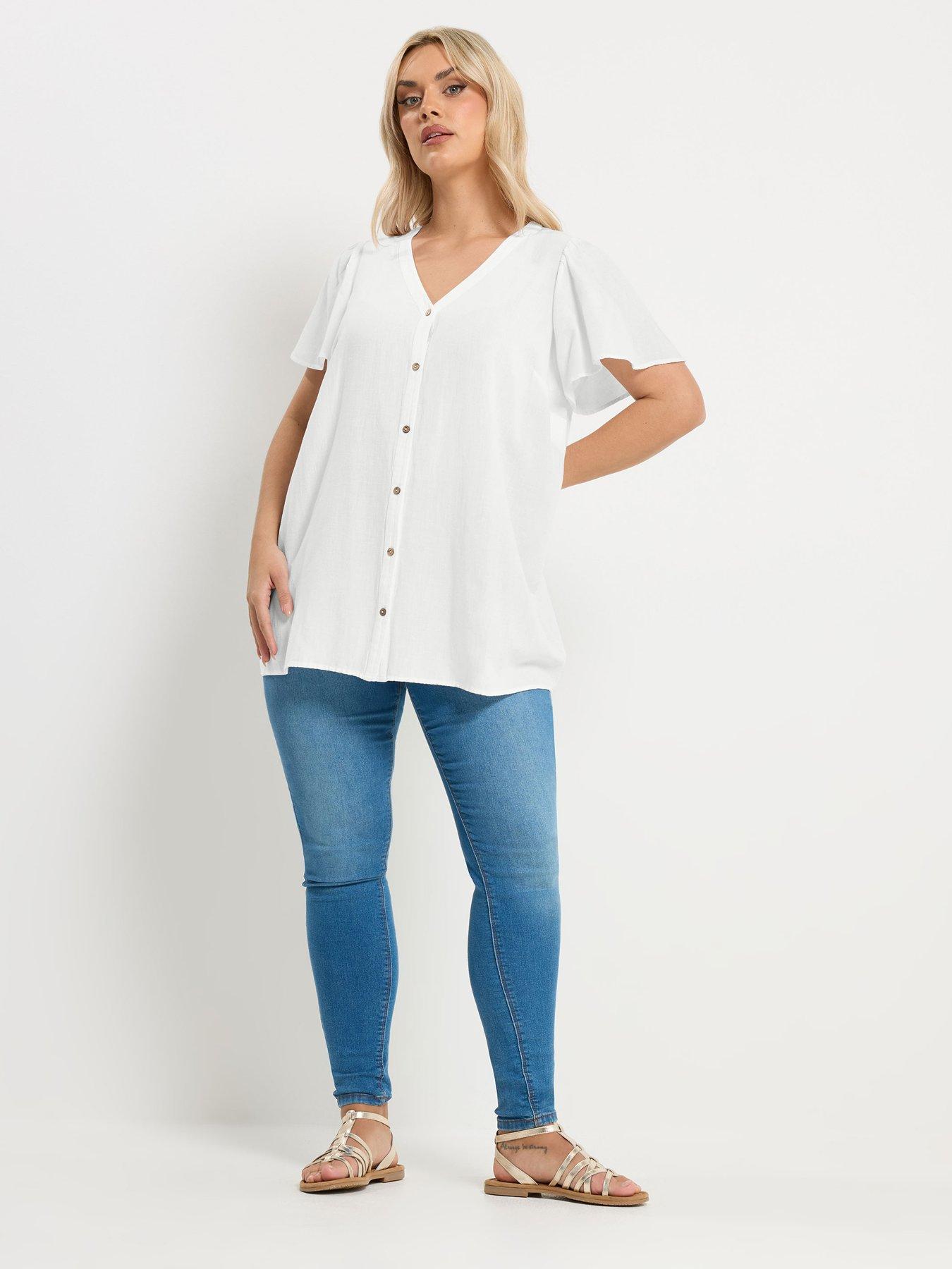 yours-curve-linen-short-sleeve-blouse-whiteback