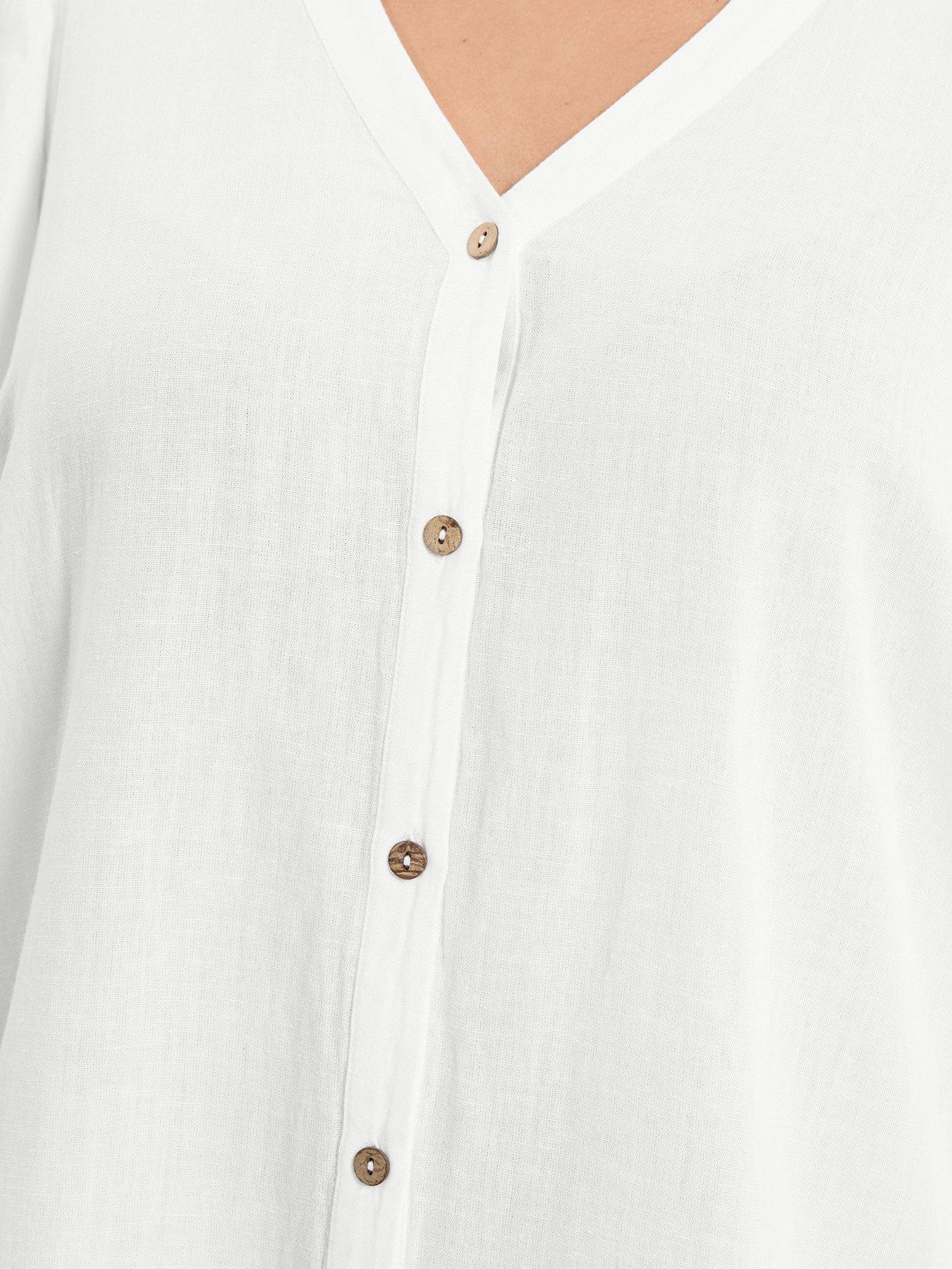 yours-curve-linen-short-sleeve-blouse-whiteoutfit