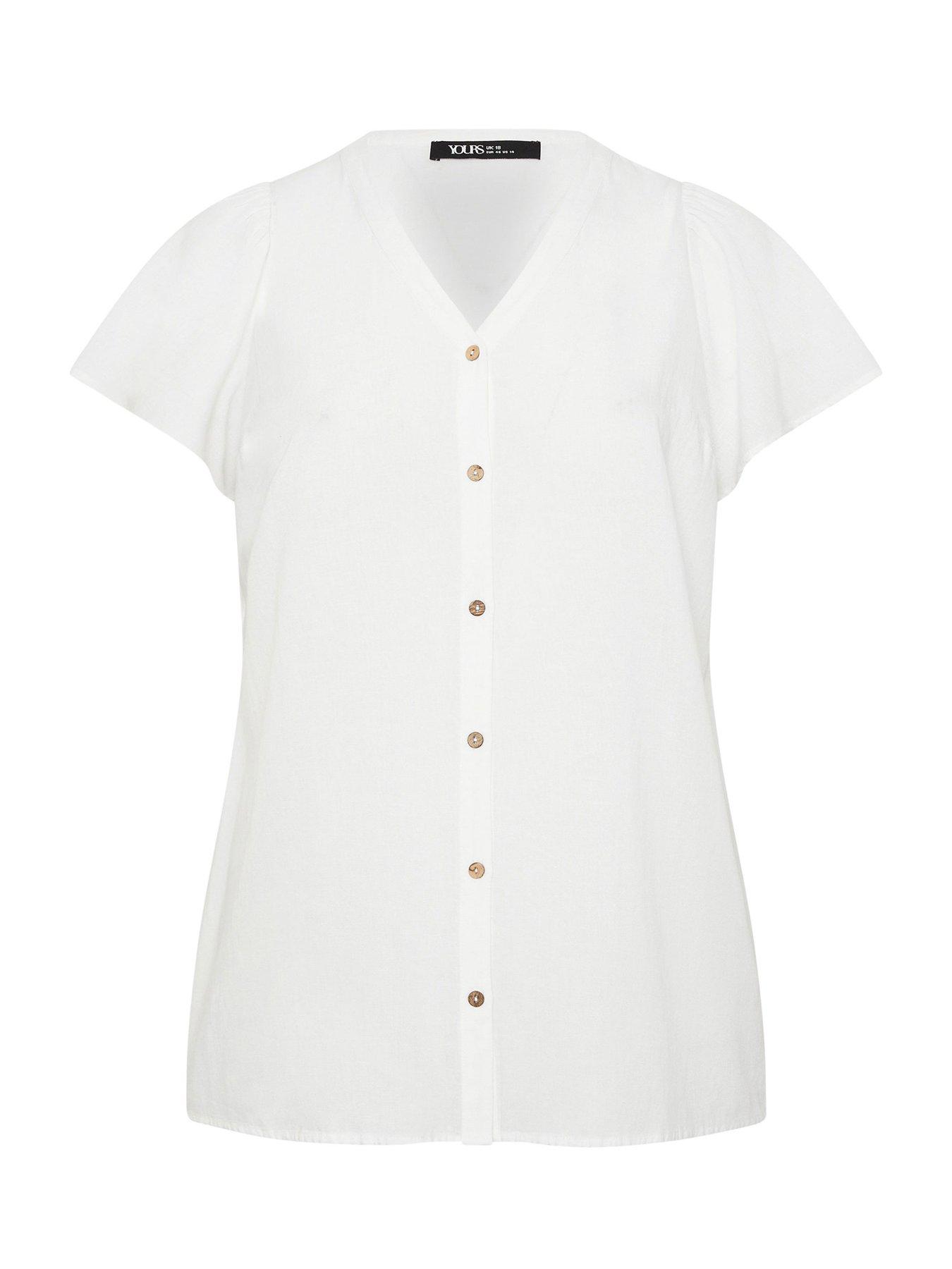 yours-curve-linen-short-sleeve-blouse-whitedetail