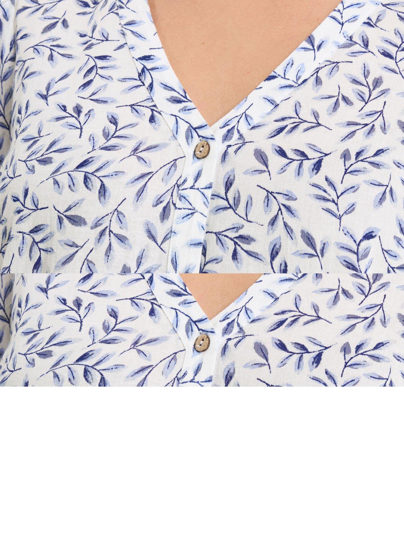 yours-curve-linen-short-sleeve-blouse-blueoutfit