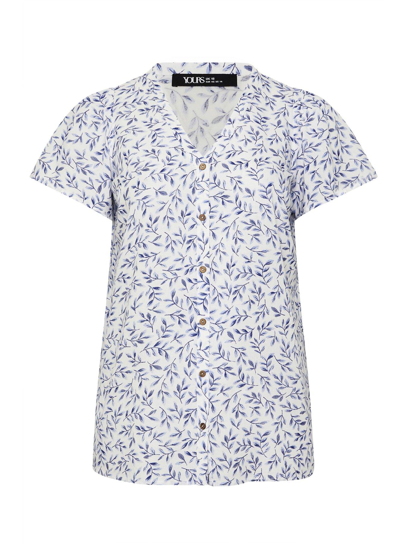 yours-curve-linen-short-sleeve-blouse-bluedetail
