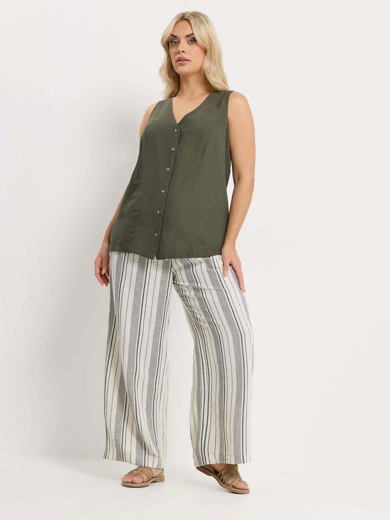Image 3 of 5 of Yours Curve Linen Waistcoat Vest - Green