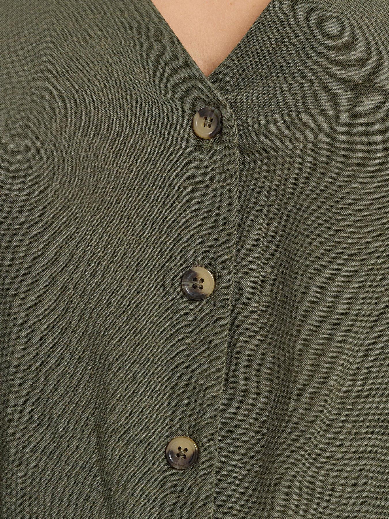 Image 4 of 5 of Yours Curve Linen Waistcoat Vest - Green