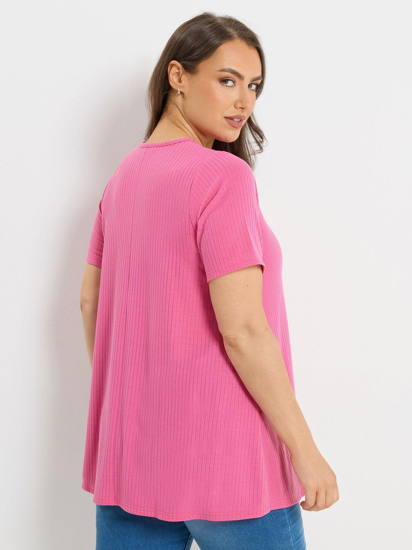 yours-curve-rib-swing-t-shirt-pinkstillFront