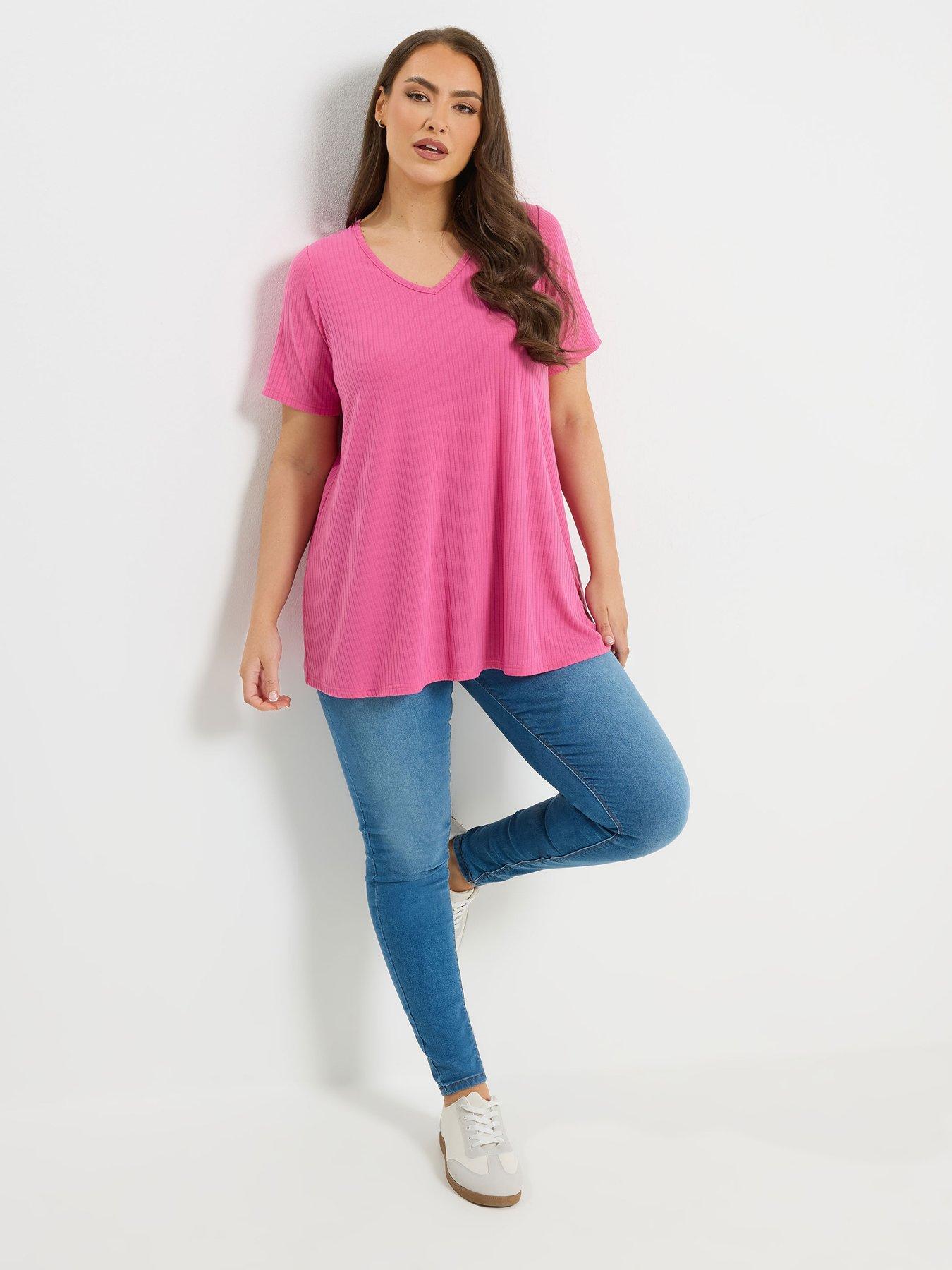 yours-curve-rib-swing-t-shirt-pinkback