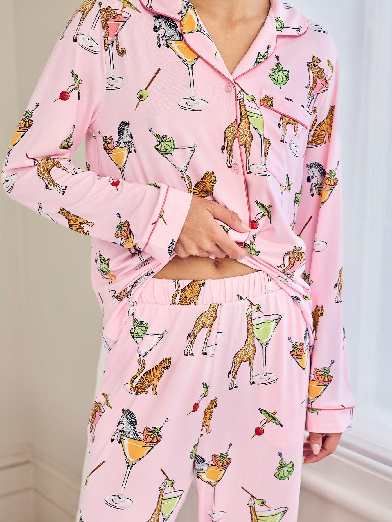 chelsea-peers-martini-animals-print-long-pyjama-set-pinkdetail