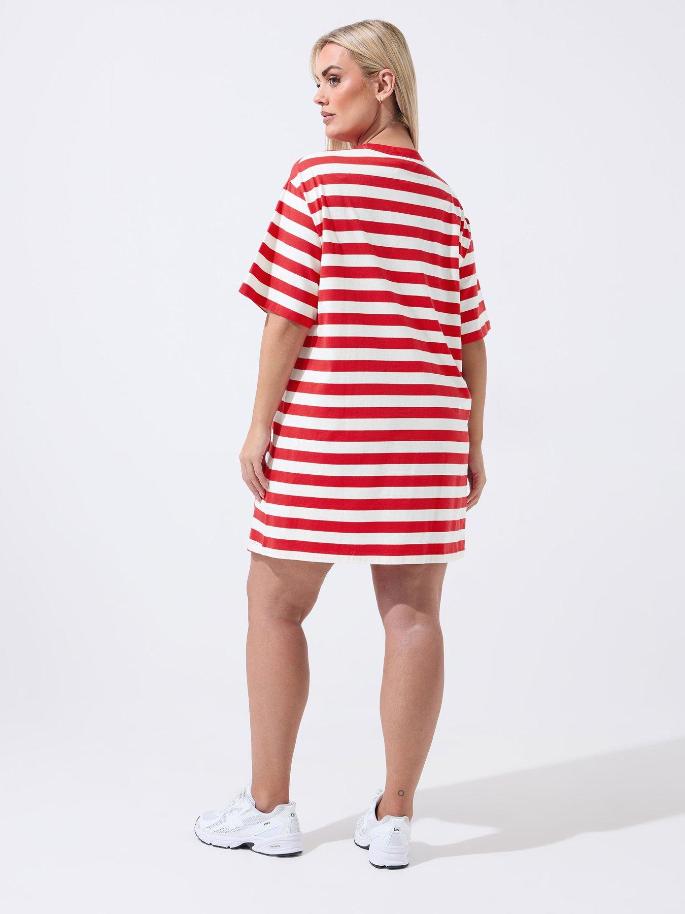 yours-curve-stripe-t-shirt-dress-redstillFront