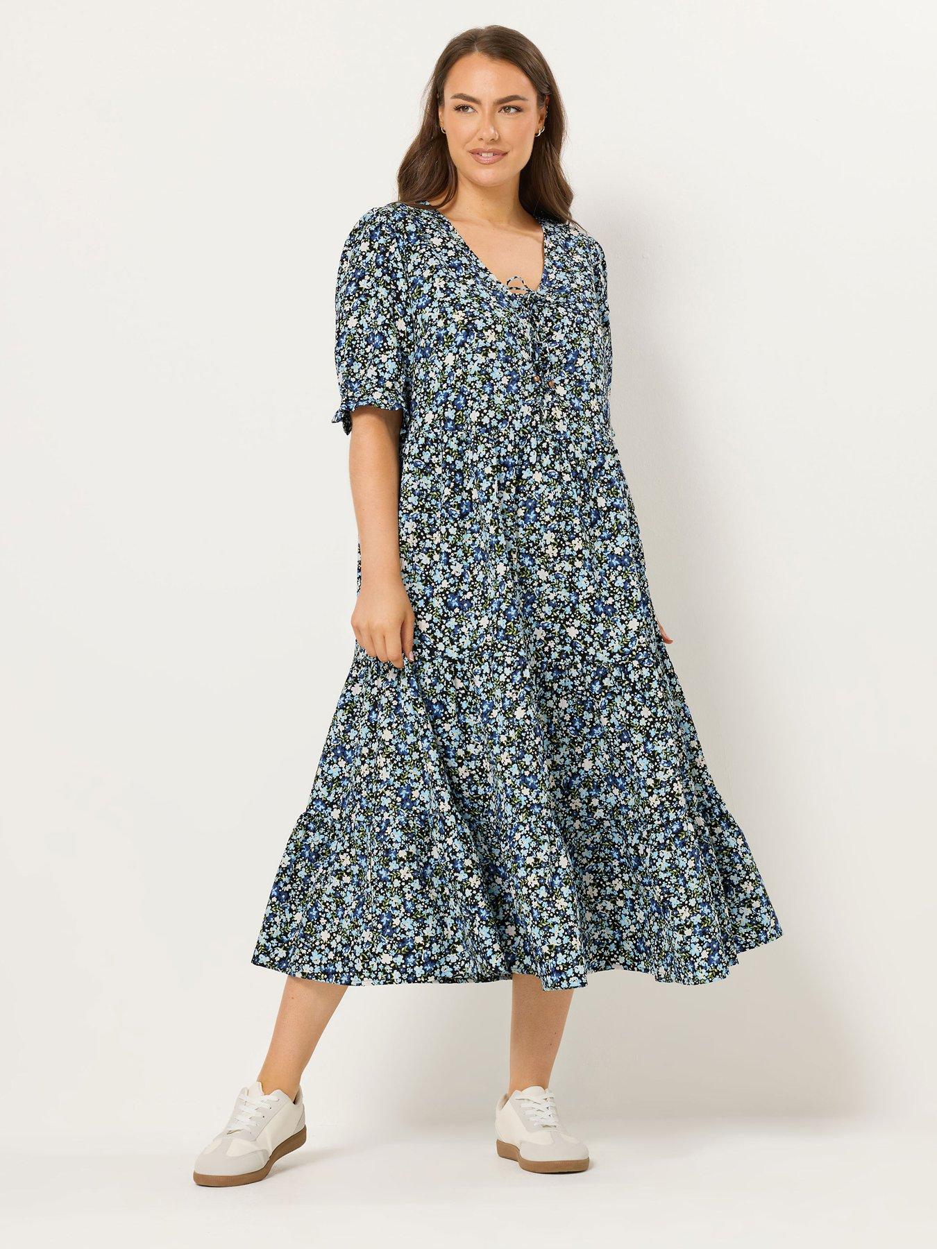 yours-curve-tie-front-texture-dress-bluefront