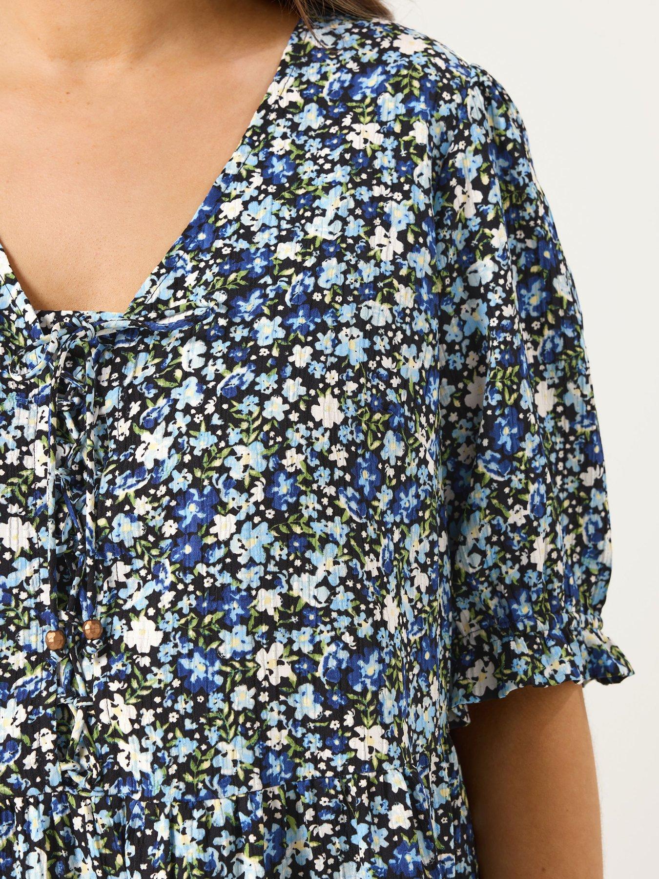 yours-curve-tie-front-texture-dress-blueoutfit