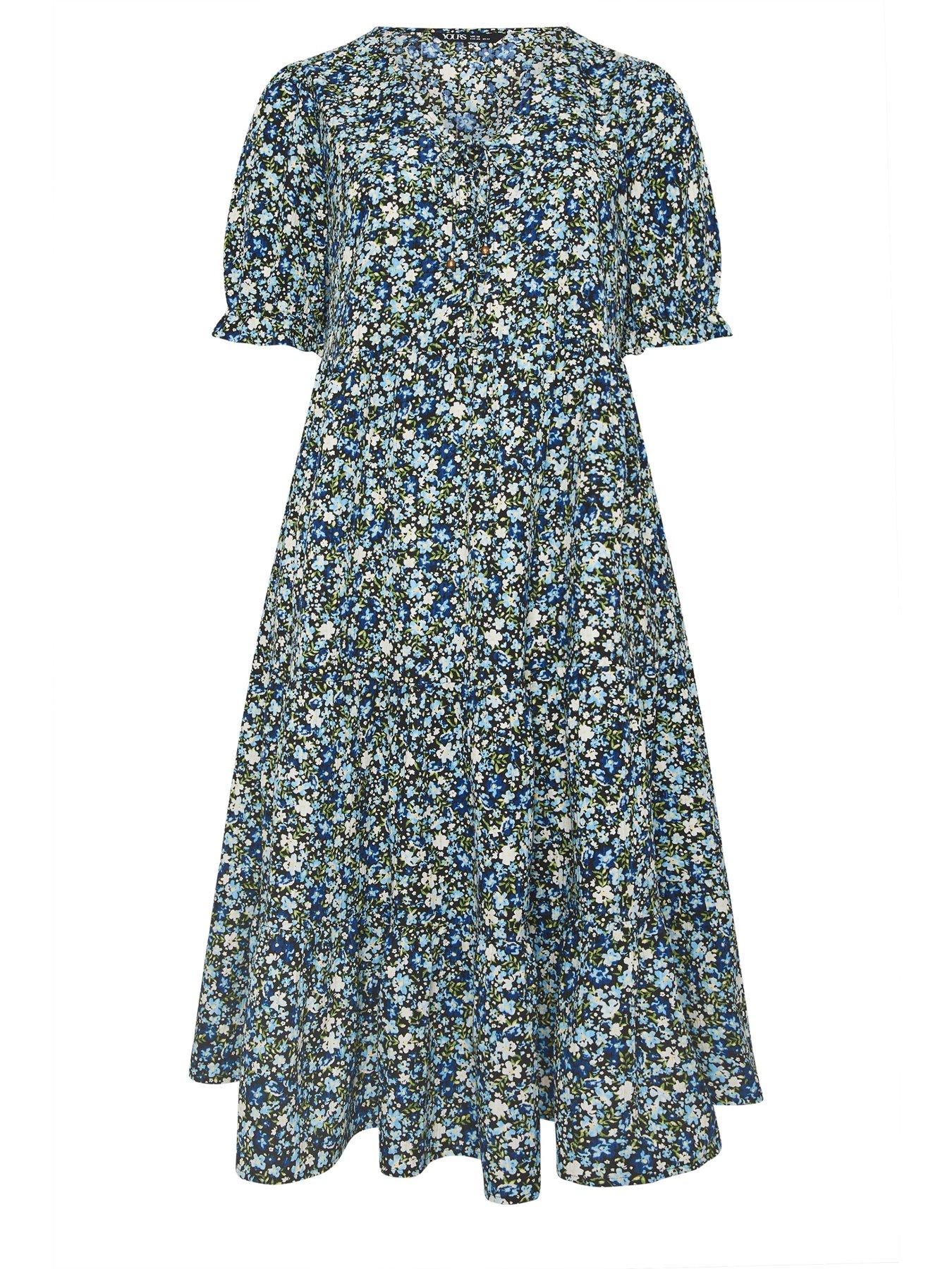 yours-curve-tie-front-texture-dress-bluedetail