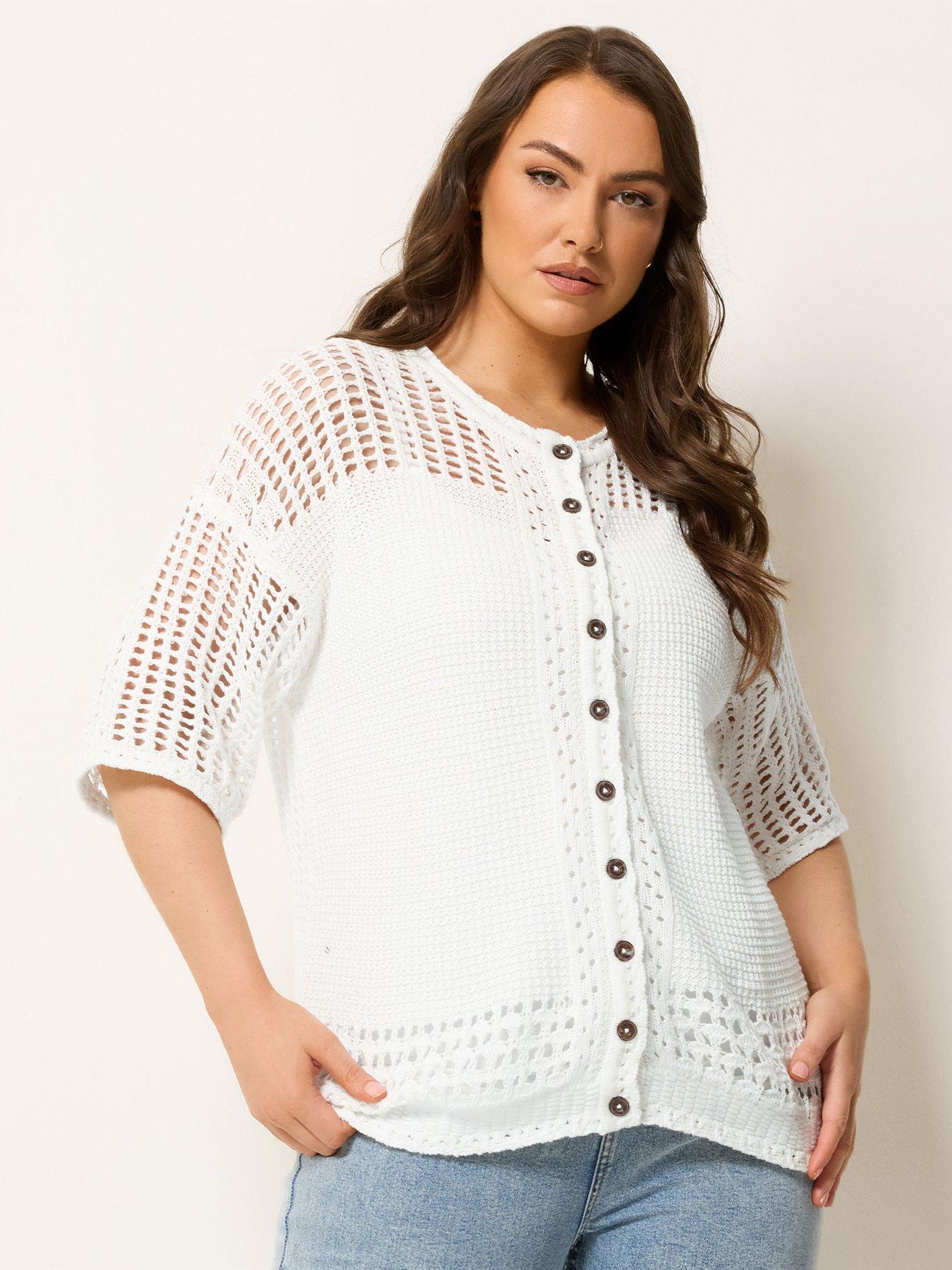Yours Curve Short Sleeve Button Through Cardigan - Cream
