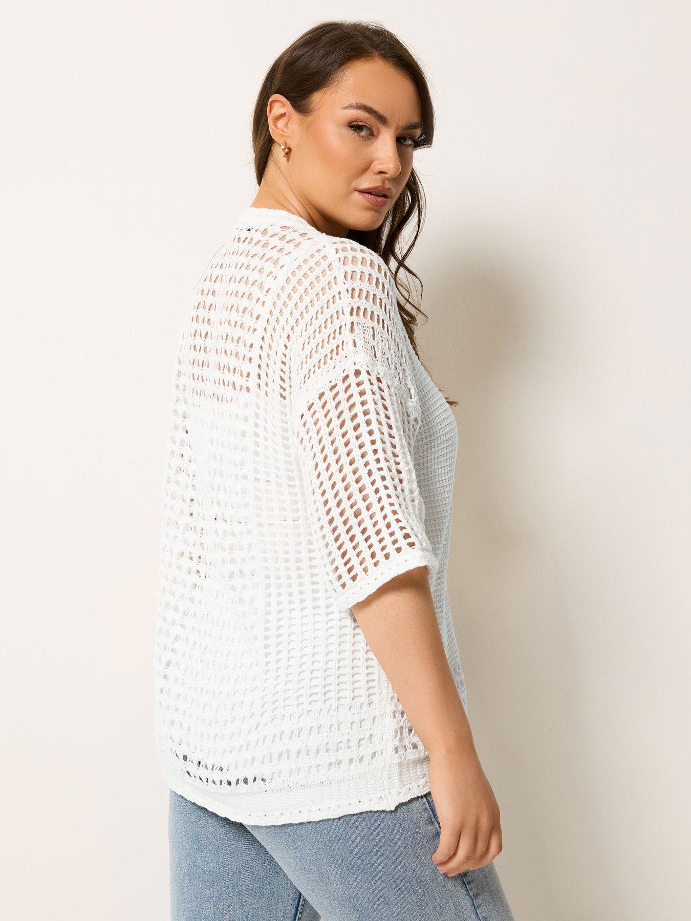 Image 2 of 5 of Yours Curve Short Sleeve Button Through Cardigan - Cream