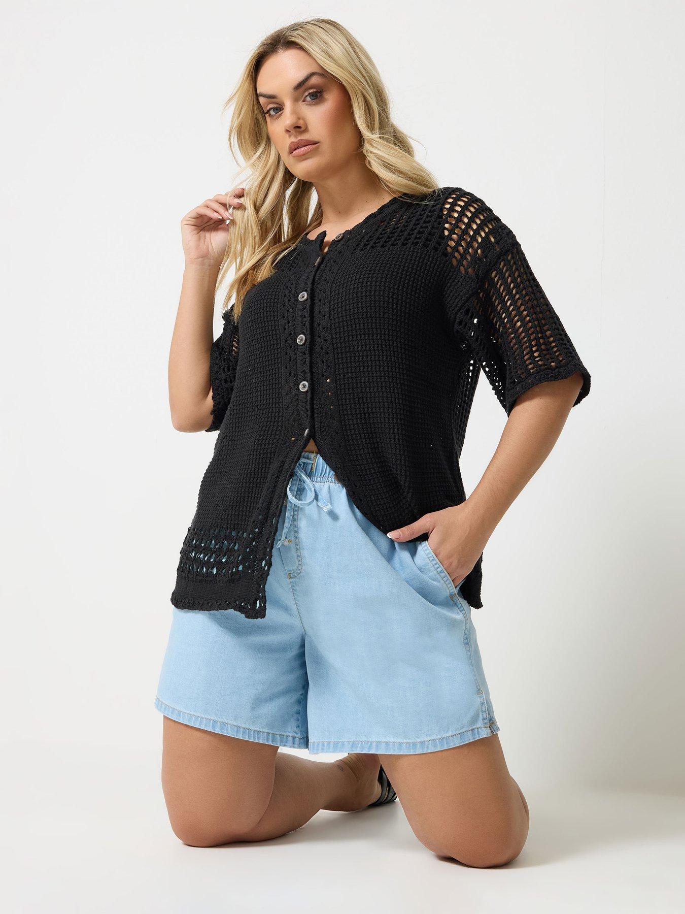 Yours Curve Short Sleeve Button Through Cardigan