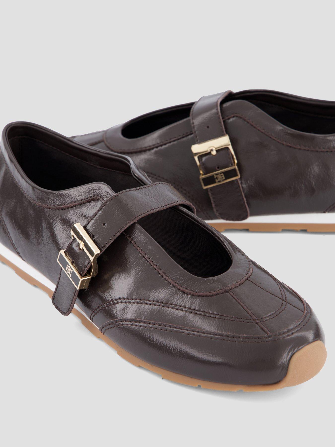 Image 5 of 7 of Tommy Hilfiger Leather Mary Jane Trainers - Brown
