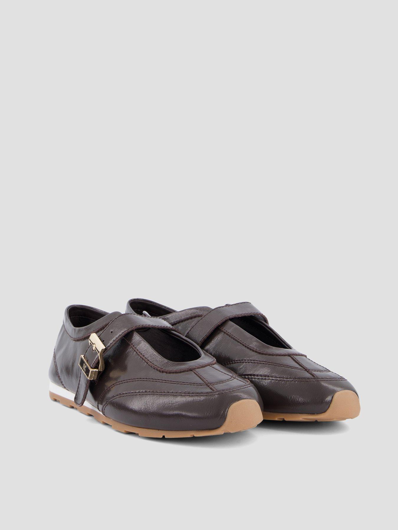 Image 6 of 7 of Tommy Hilfiger Leather Mary Jane Trainers - Brown