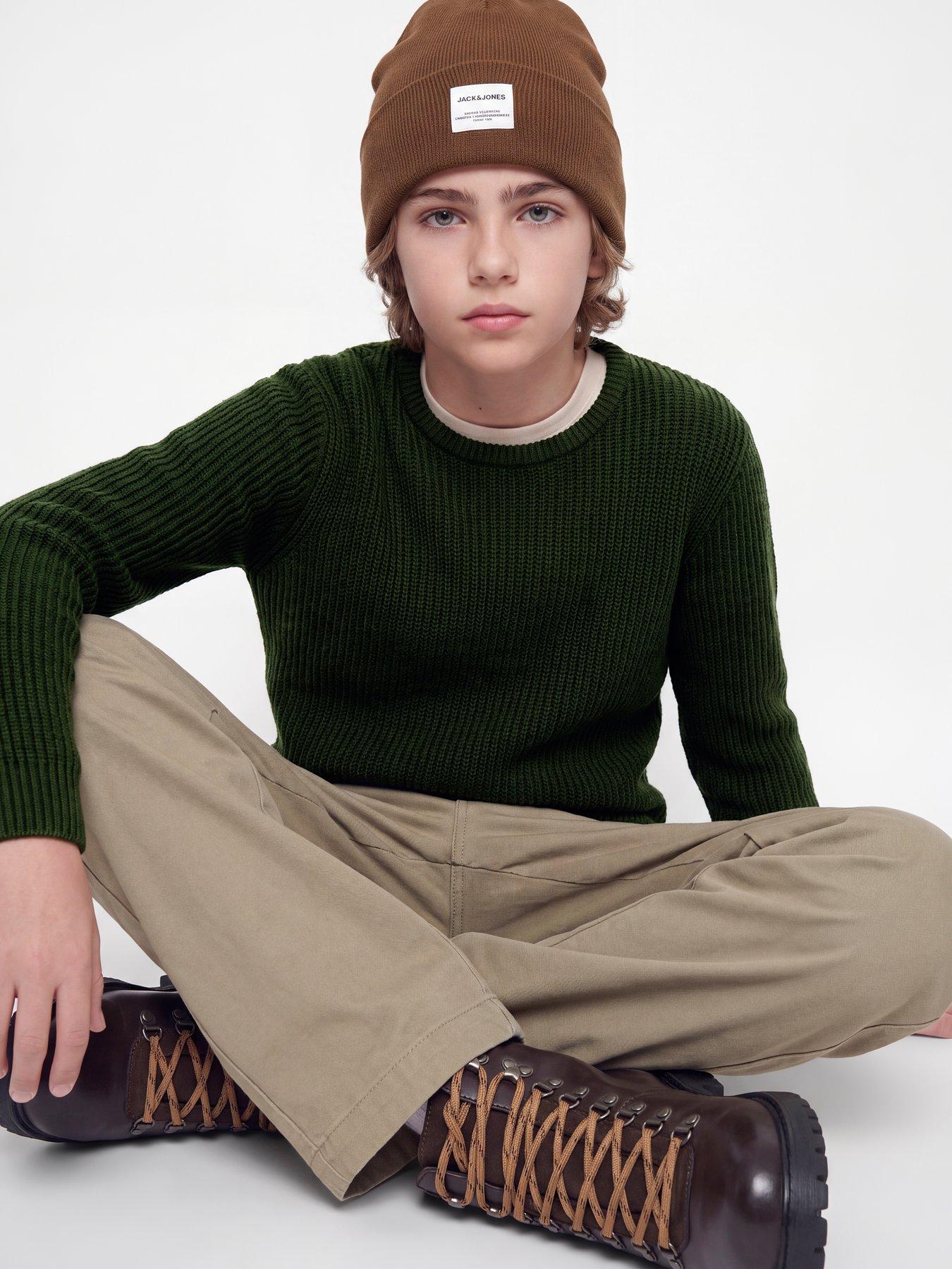 Jack & Jones Junior Jack & Jones Junior Boys Ribbed Crew Neck Knitted Jumper - Green