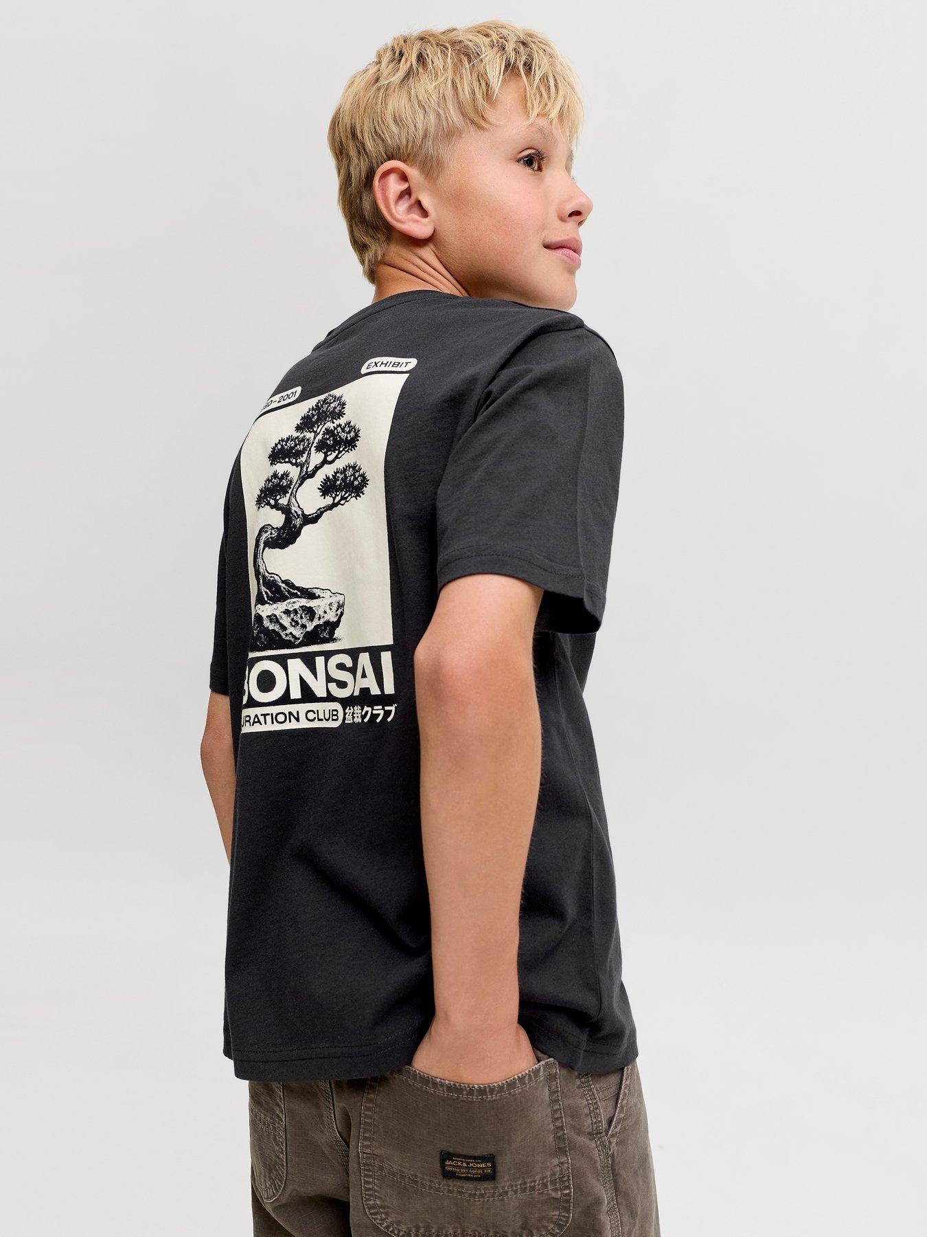 Jack & Jones Junior Boys Dylan Back Print Short Sleeve T-Shirt - Black