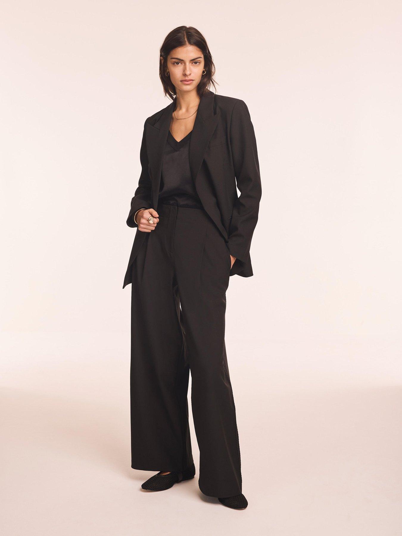 Image 2 of 6 of Mint Velvet Lace Trim Wide Trouser - Black