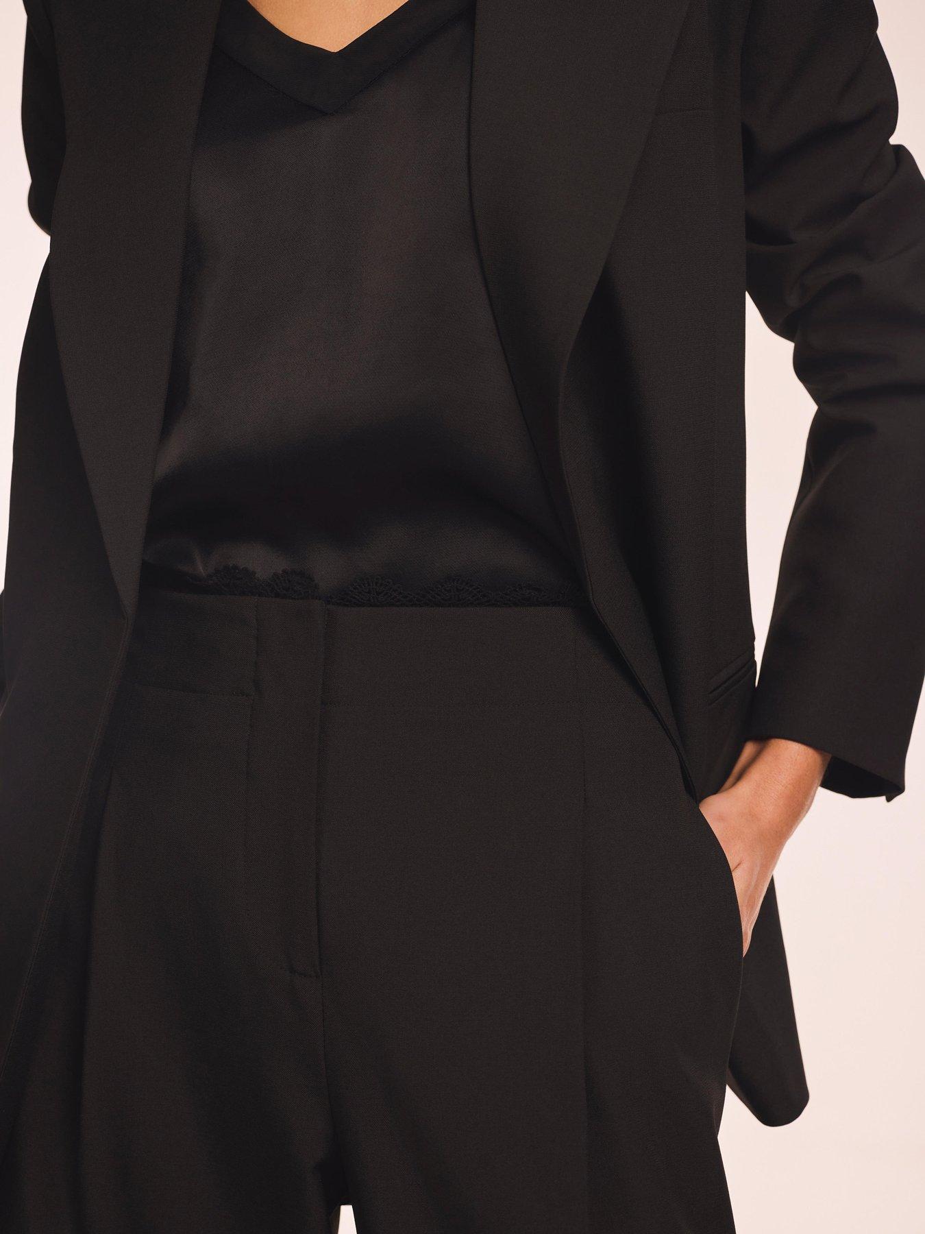 Image 3 of 6 of Mint Velvet Lace Trim Wide Trouser - Black