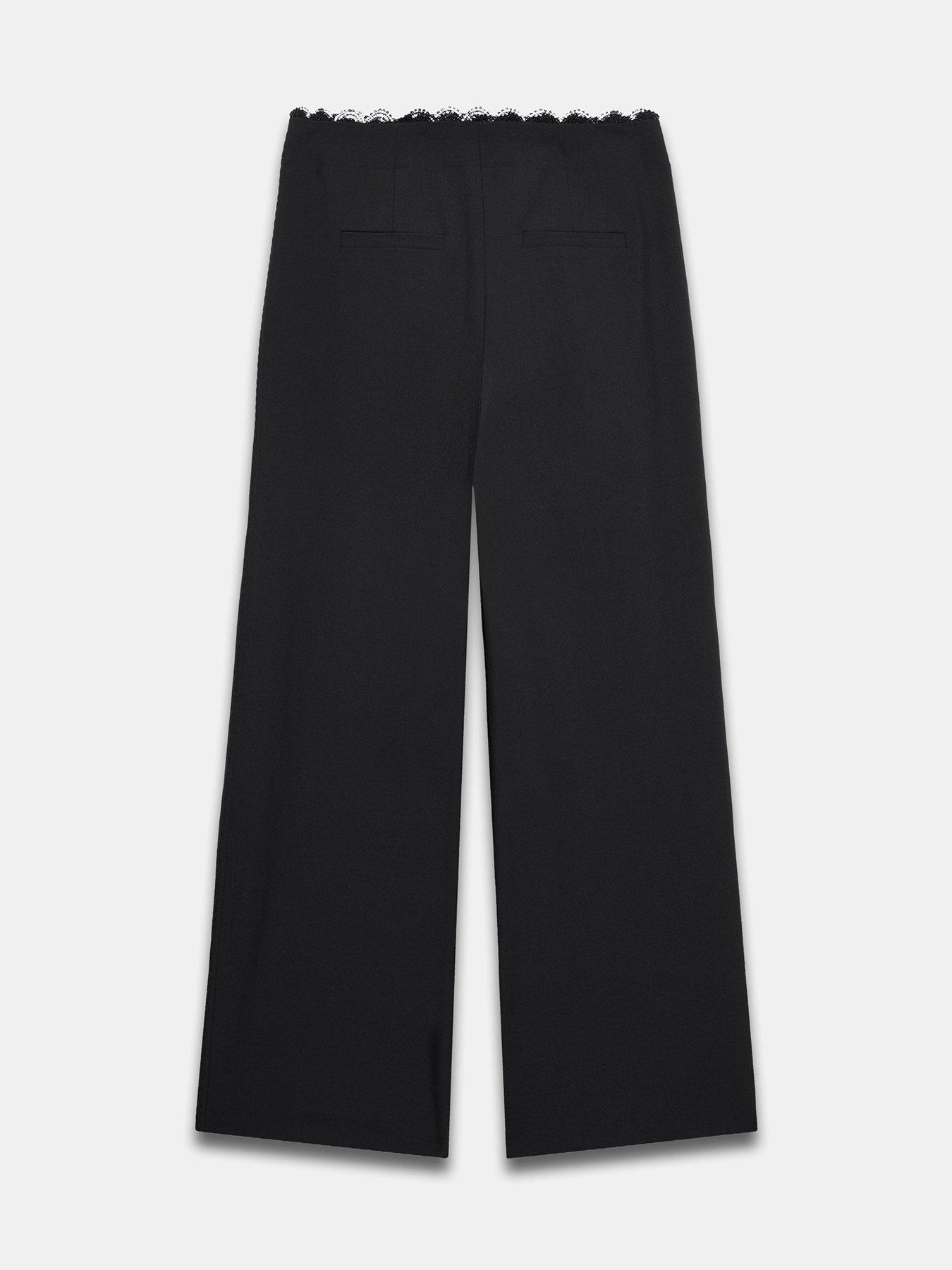 Image 6 of 6 of Mint Velvet Lace Trim Wide Trouser - Black