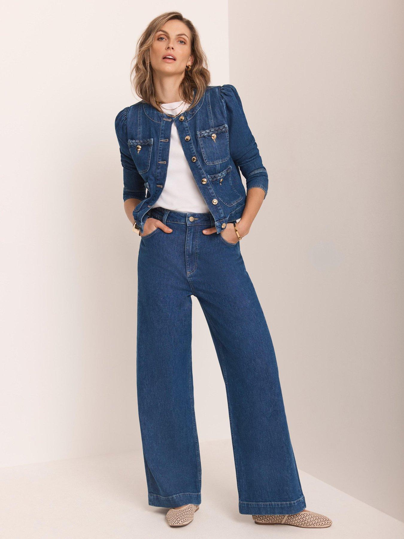 Mint Velvet The Clean Wide Leg Plait Jean - Blue