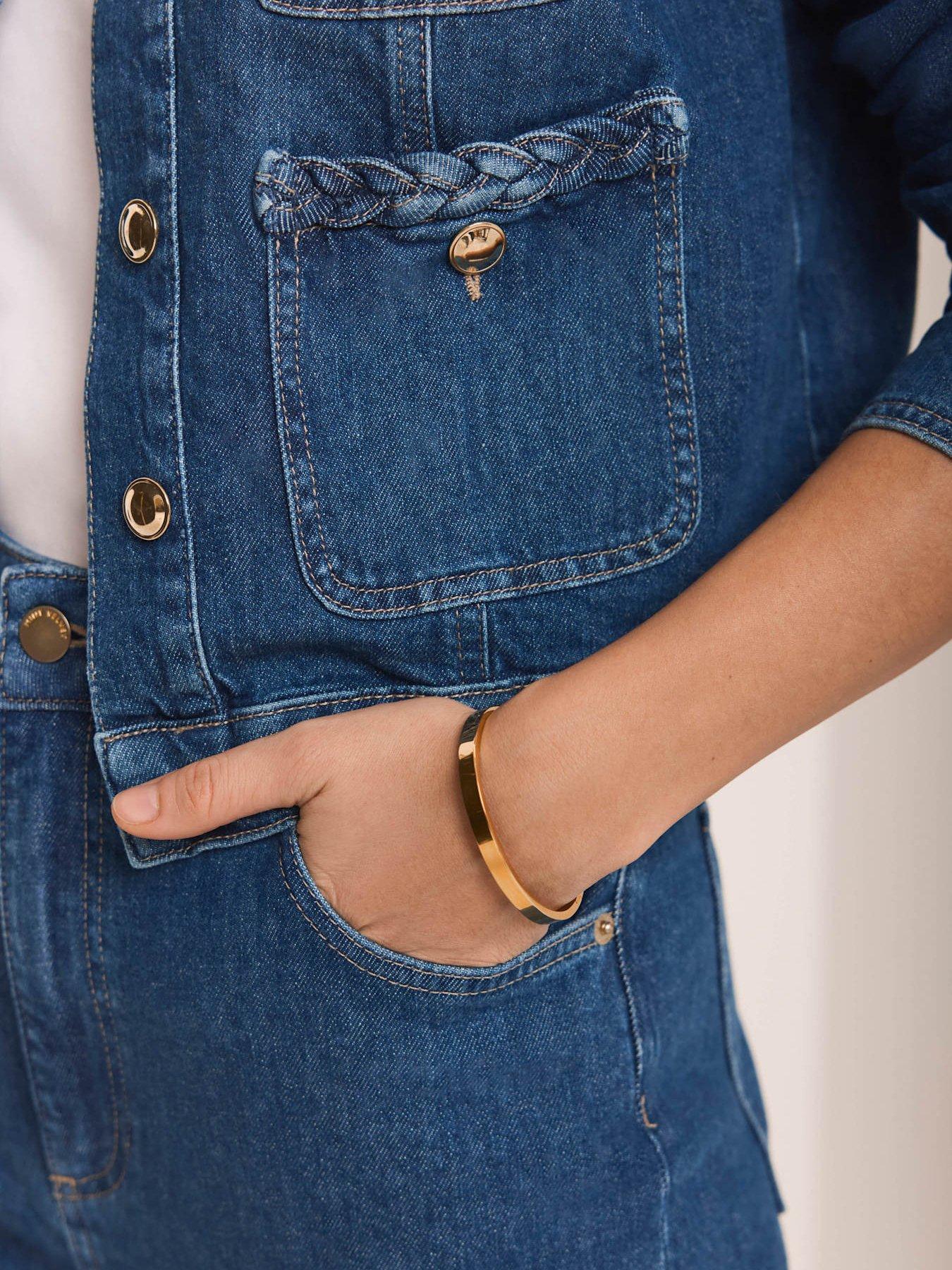 Image 3 of 6 of Mint Velvet Plait Denim Jacket - Blue