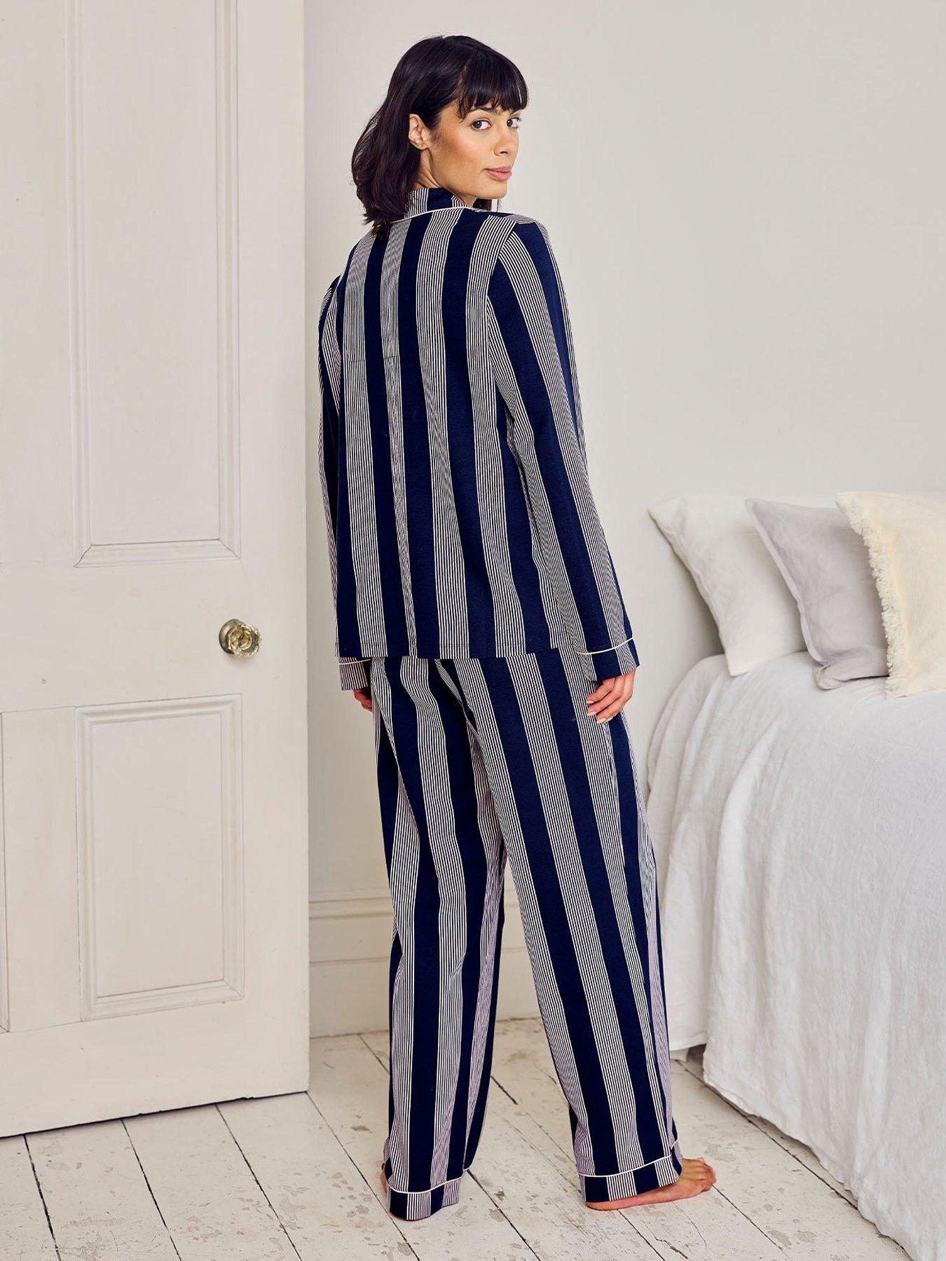 chelsea-peers-cotton-stripe-button-up-pyjama-set-navystillFront