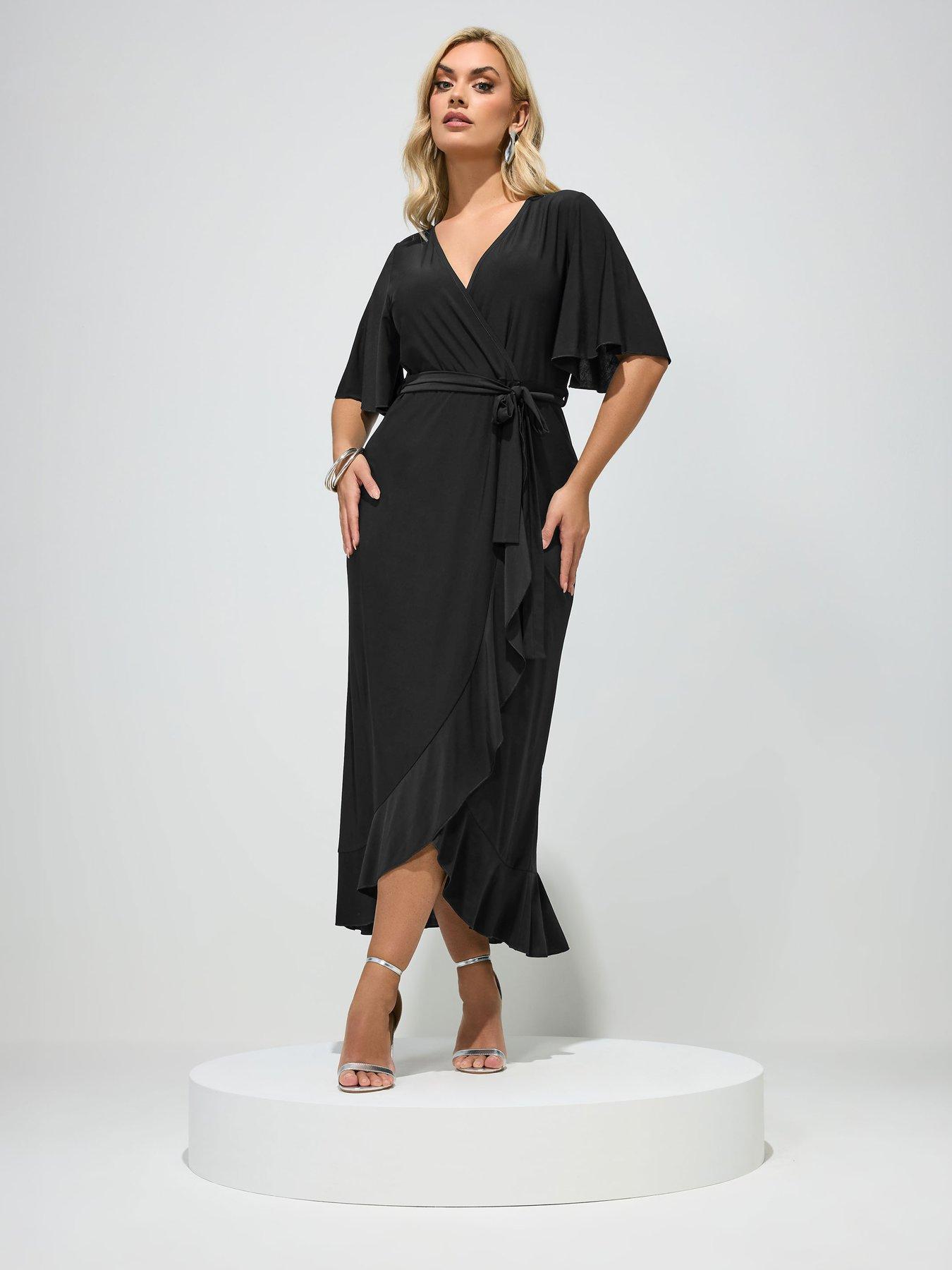 yours-curve-ruffle-hem-wrap-dress-blackback
