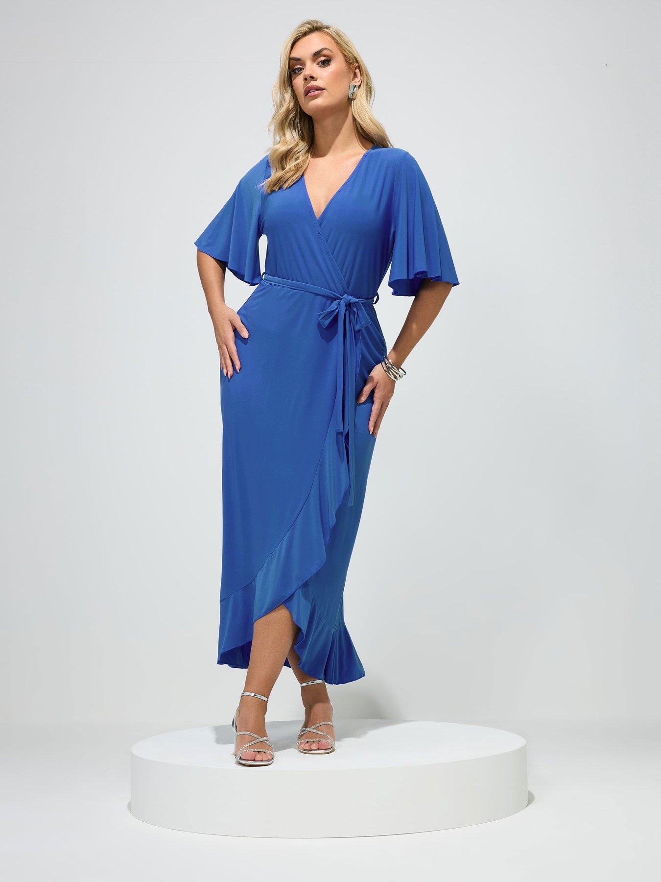 yours-curve-ruffle-hem-wrap-dress-bluefront