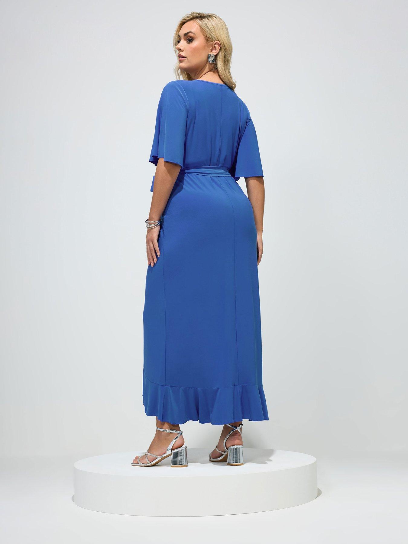 yours-curve-ruffle-hem-wrap-dress-bluestillFront